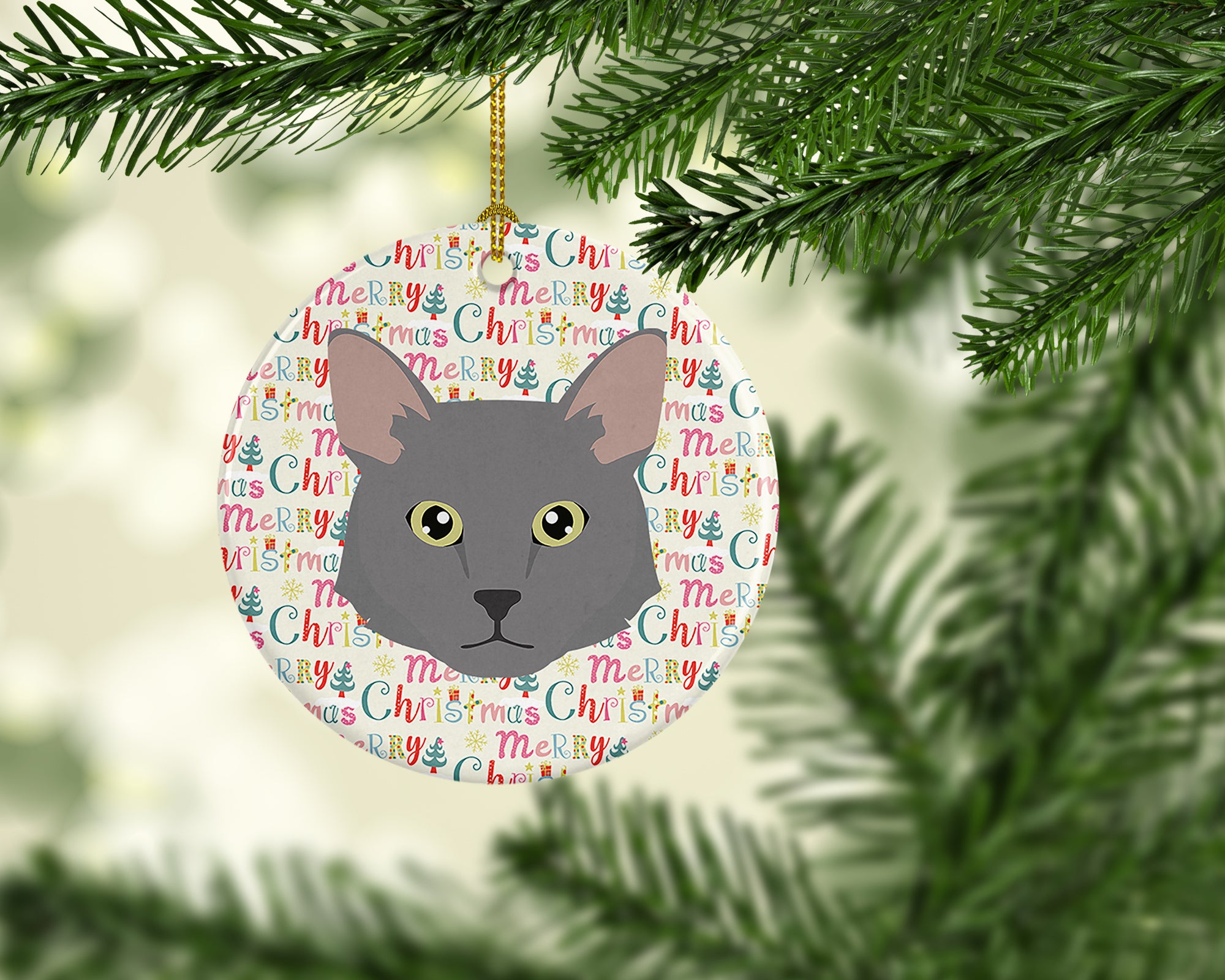 Nebelung Cat Christmas Ceramic Ornament - the-store.com