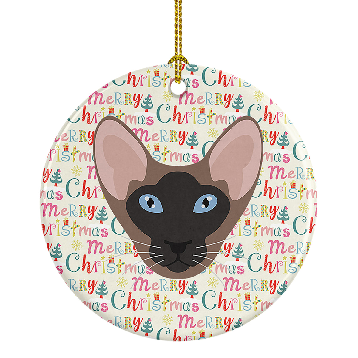 Buy this Oriental Bicolor Cat Christmas Ceramic Ornament