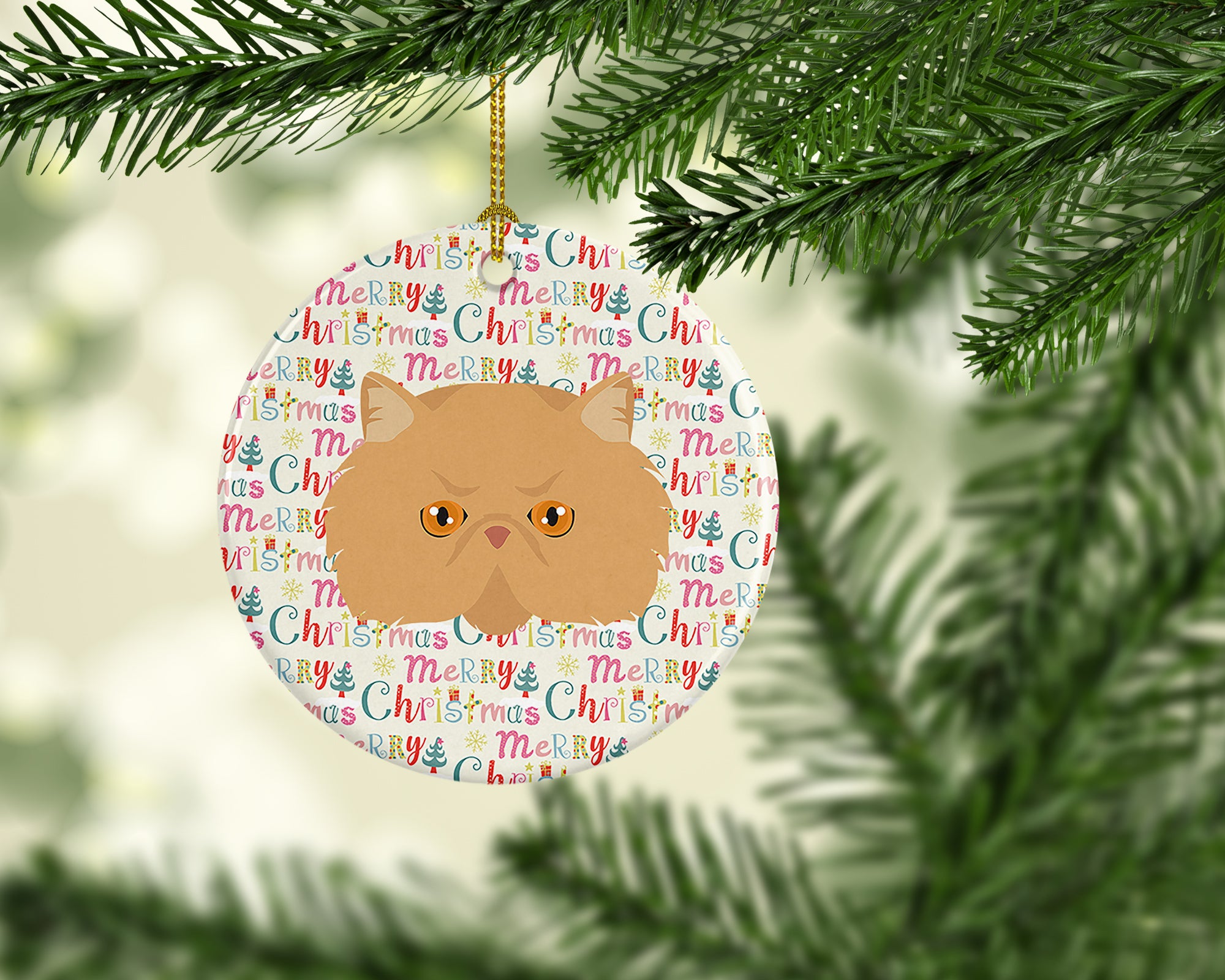 Persian Modern Cat Christmas Ceramic Ornament - the-store.com