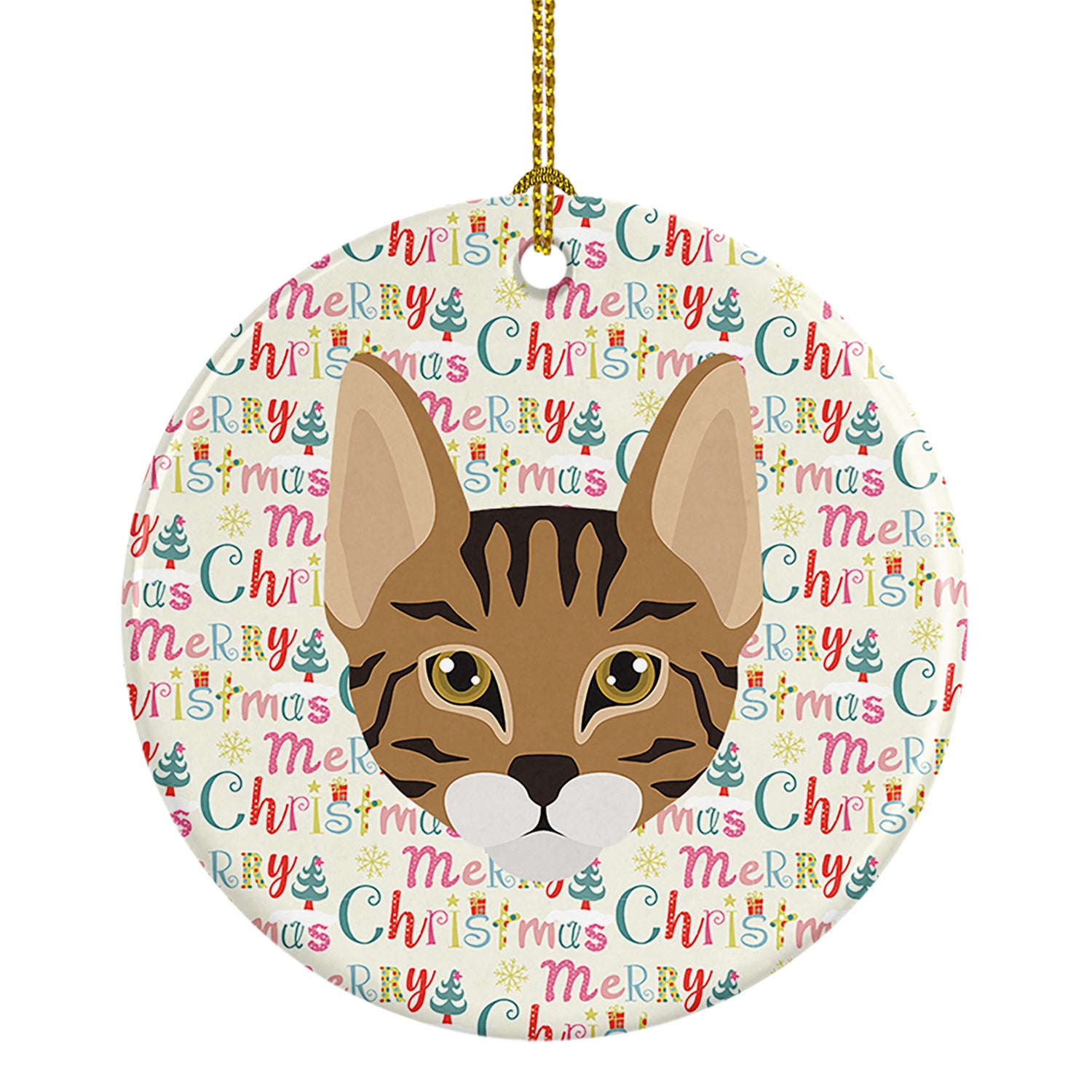 Buy this Savannah Cat Christmas Ceramic Ornament