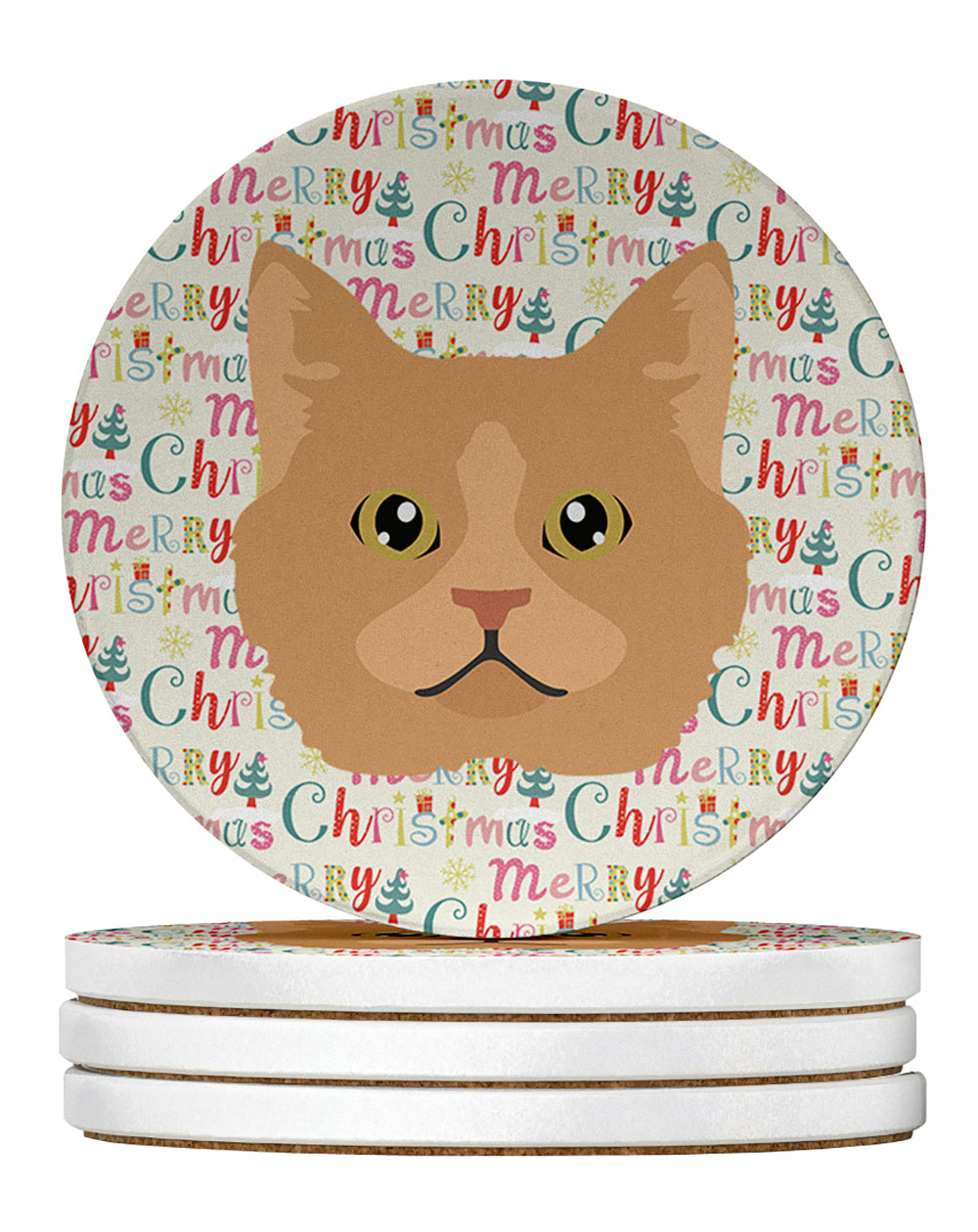 Buy this Selkirk Rex Cat Christmas Large Sandstone Coasters Pack of 4