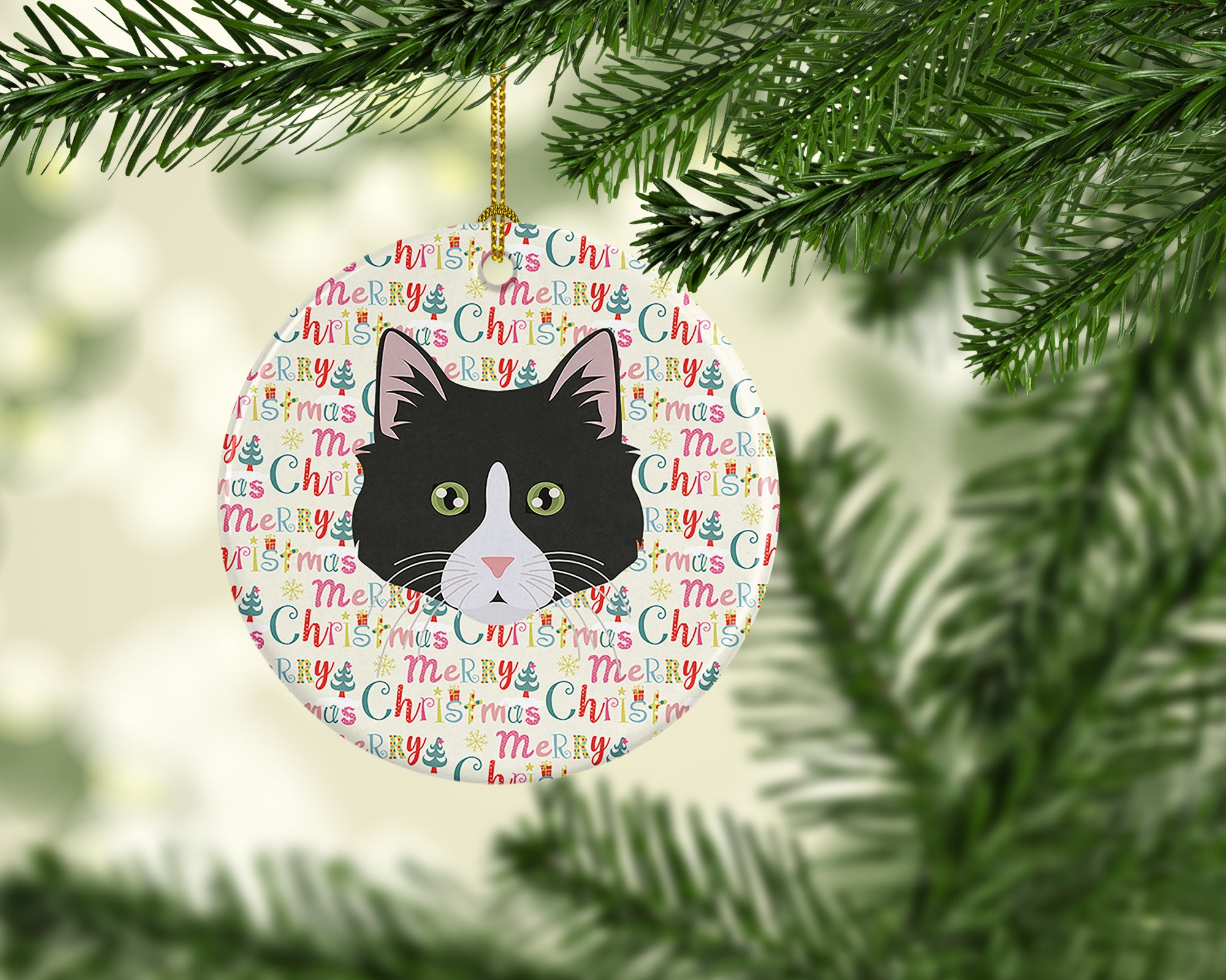 Siberian Forest Cat Christmas Ceramic Ornament - the-store.com