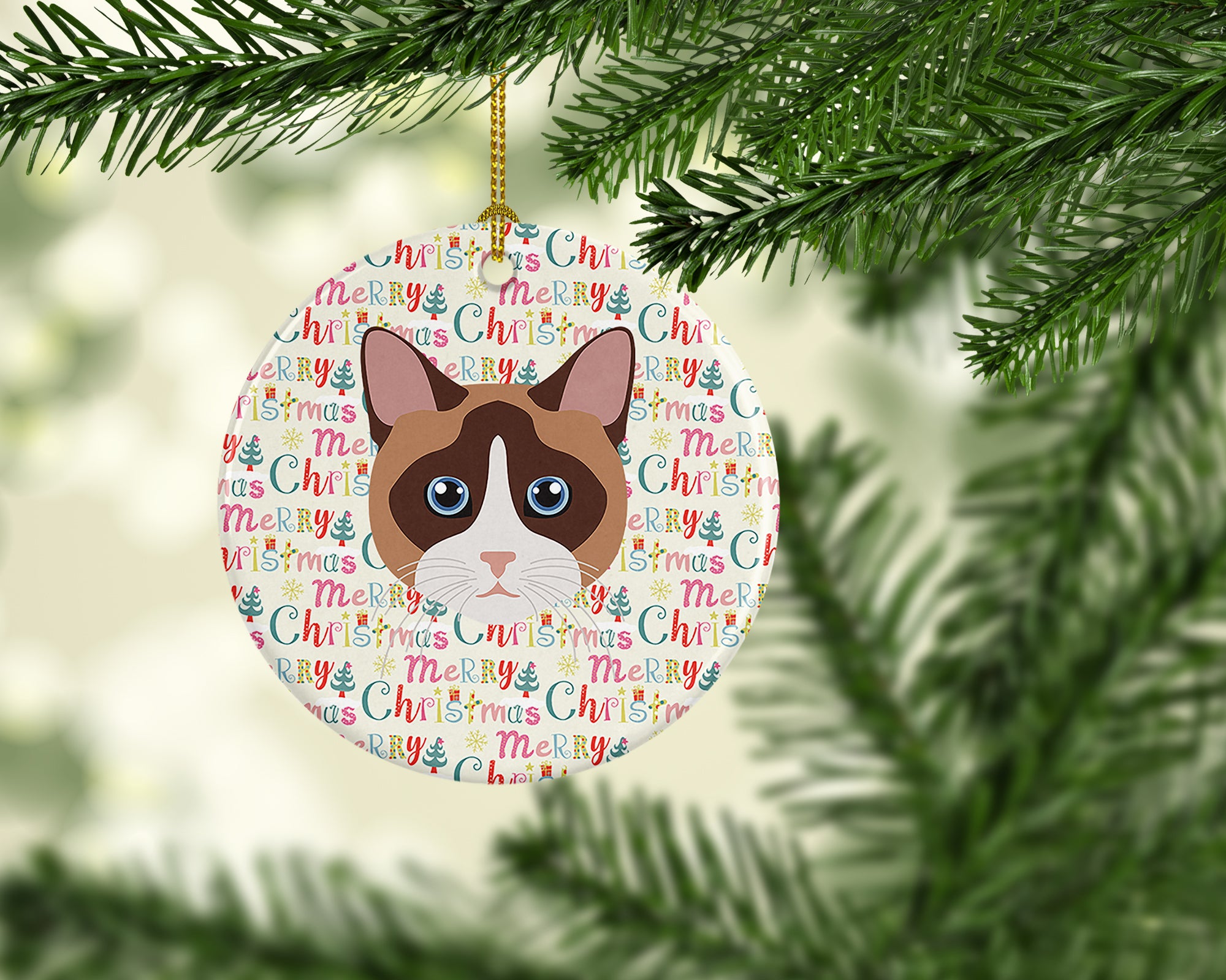 Buy this Snowshoe Cat Christmas Ceramic Ornament