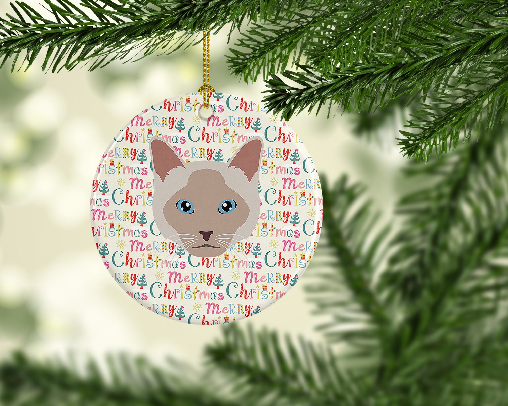 Buy this Thai lilac Cat Christmas Ceramic Ornament