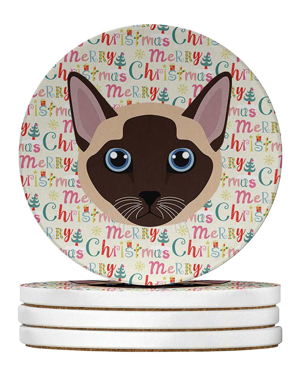 Buy this Tonkinese Cat Christmas Large Sandstone Coasters Pack of 4