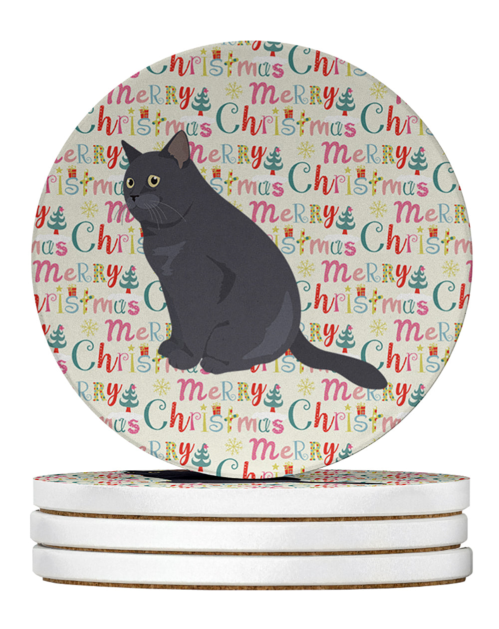 Buy this British Shorthair Cat Christmas Large Sandstone Coasters Pack of 4