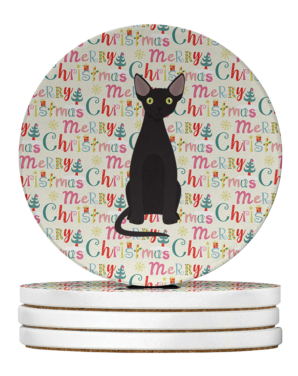 Buy this Devon Rex #3 Cat Christmas Large Sandstone Coasters Pack of 4