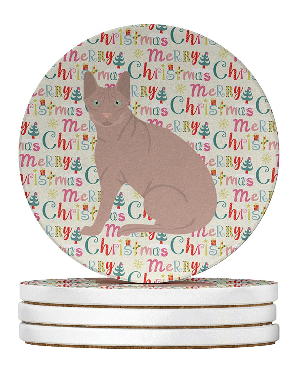 Buy this Don Sphynx Cat Christmas Large Sandstone Coasters Pack of 4