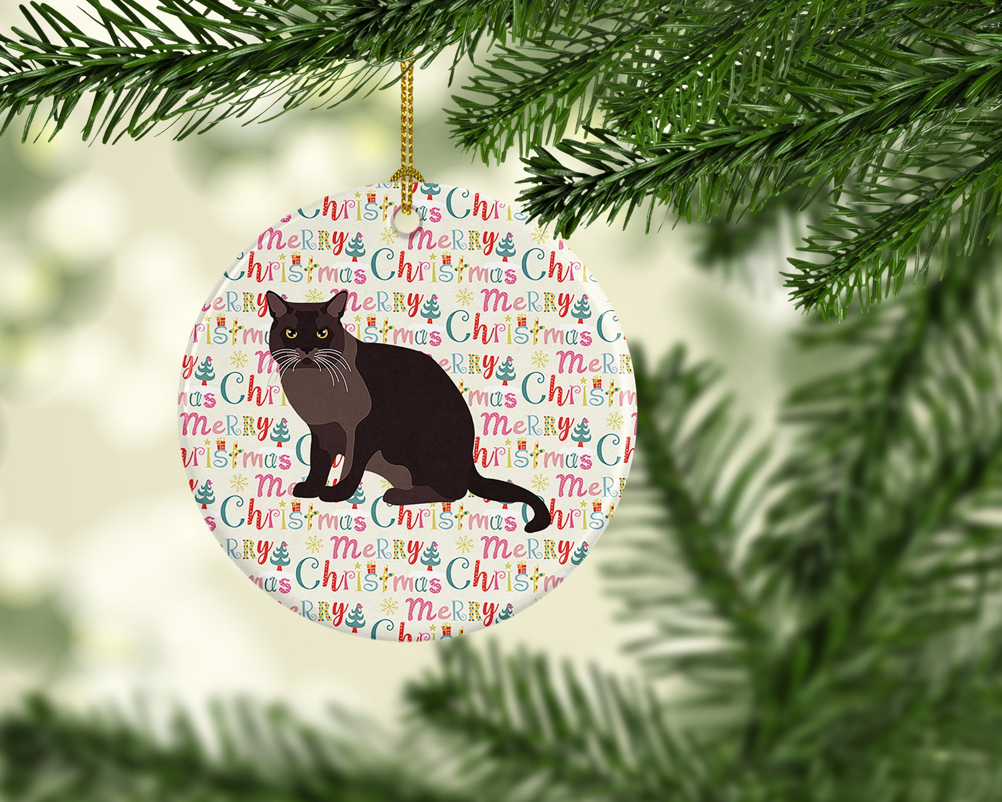 European Burmese Cat Christmas Ceramic Ornament - the-store.com