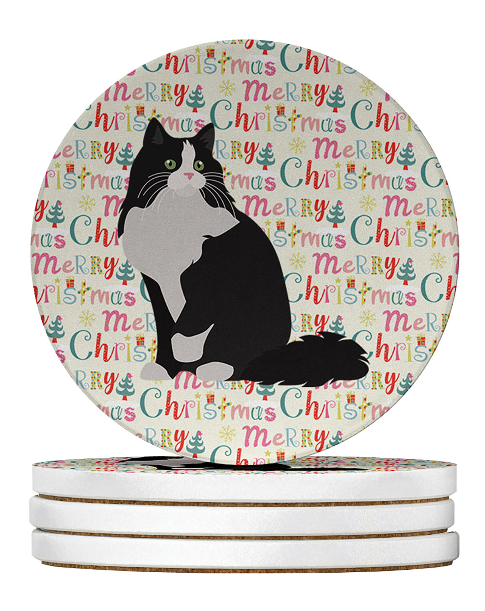 Buy this Ragamuffin Cat Christmas Large Sandstone Coasters Pack of 4