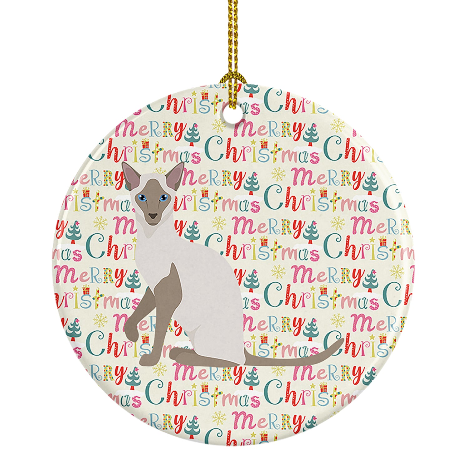 Buy this Siamese Modern Cat Christmas Ceramic Ornament