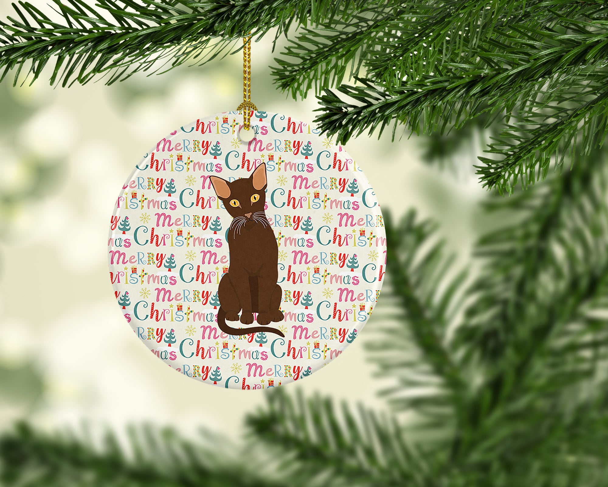 Suphalak Cat Christmas Ceramic Ornament - the-store.com