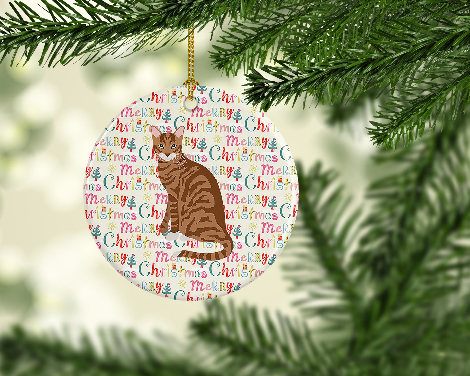 Toyger Cat Christmas Ceramic Ornament - the-store.com