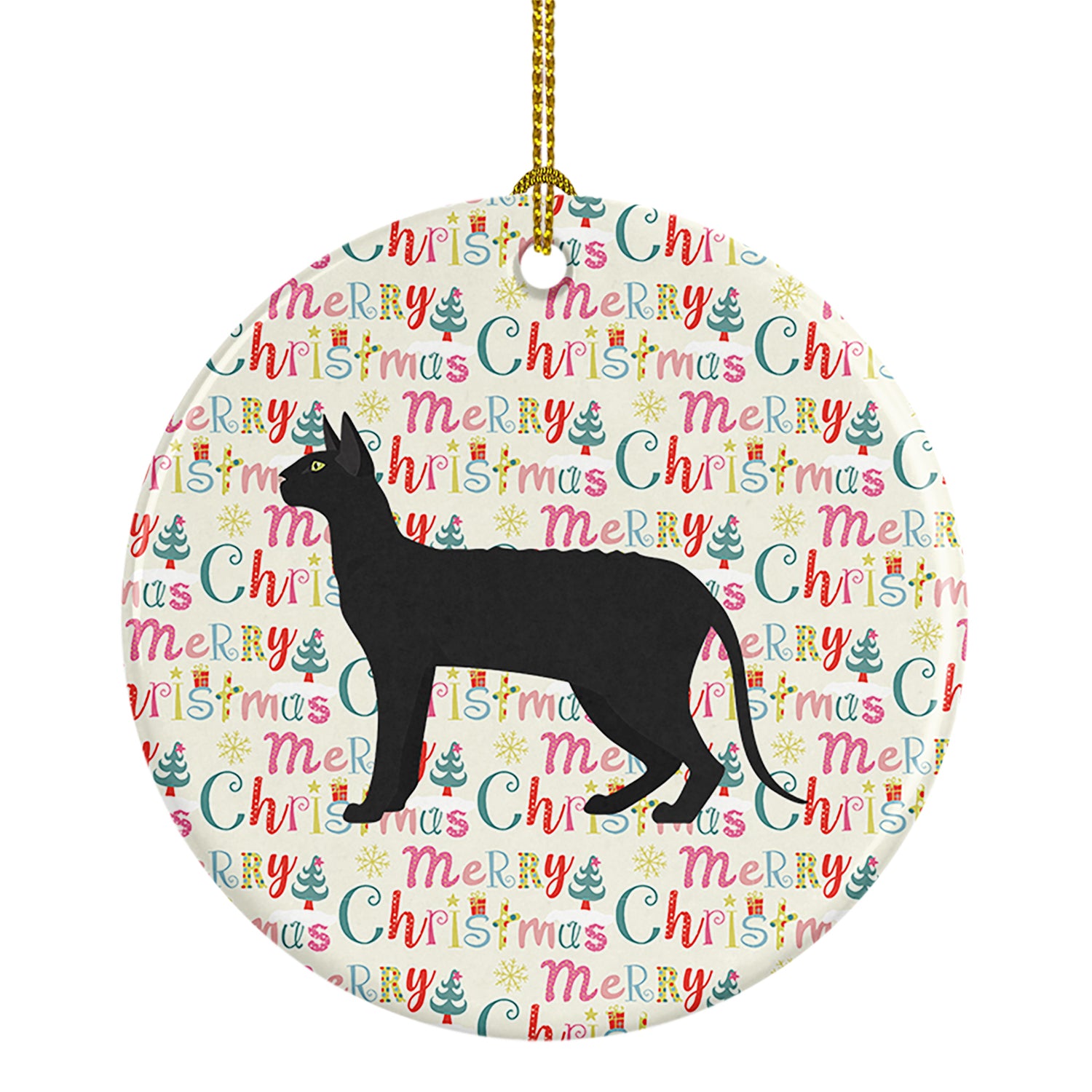 Buy this Black Cornish Rex Cat Christmas Ceramic Ornament