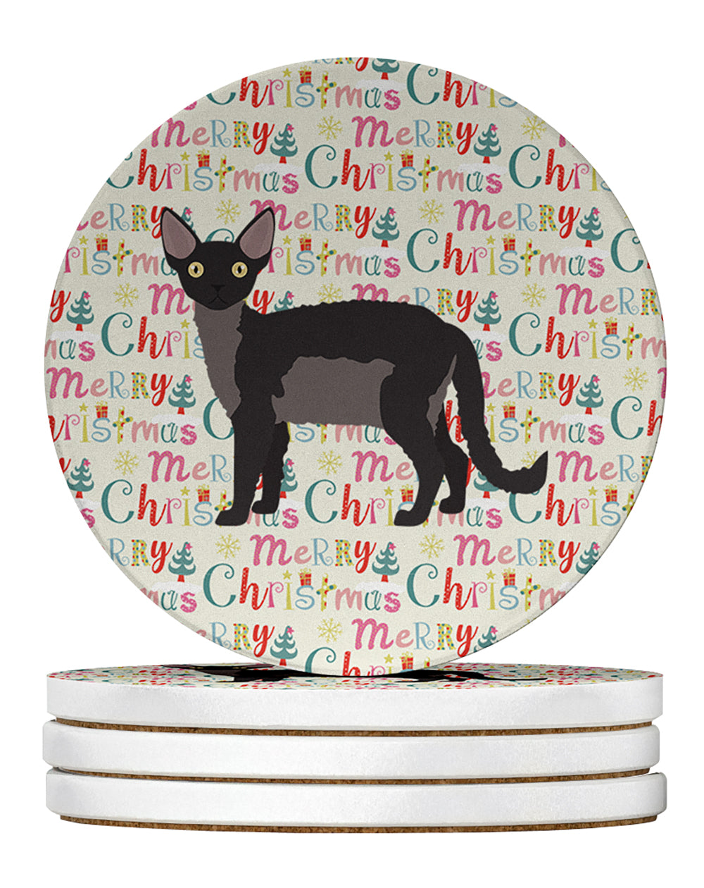 Buy this Devon Rex Cat Christmas Large Sandstone Coasters Pack of 4