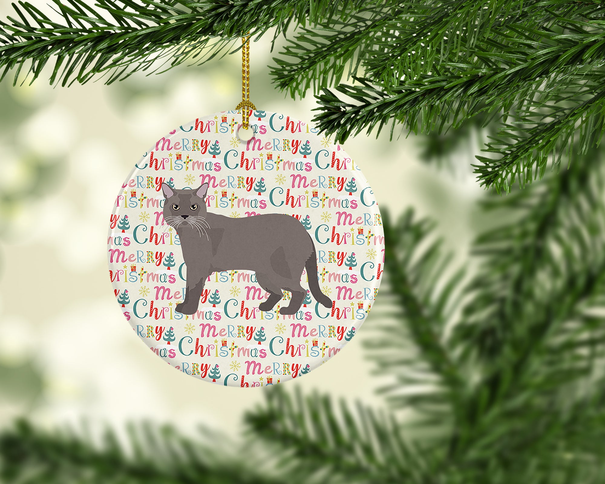 European Burmese Cat Christmas Ceramic Ornament - the-store.com