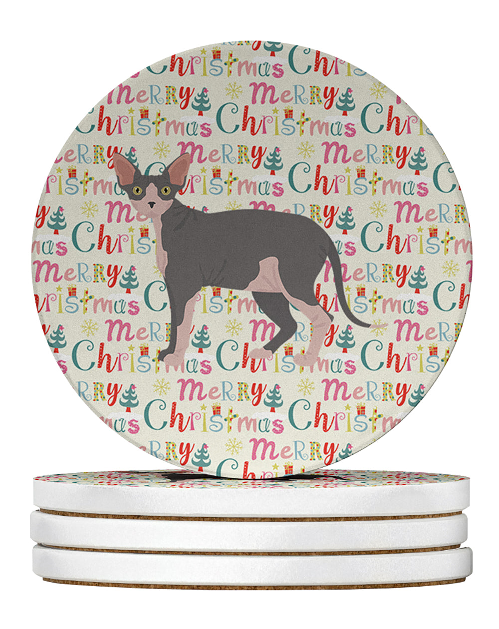 Buy this Sphynx #2 Cat Christmas Large Sandstone Coasters Pack of 4