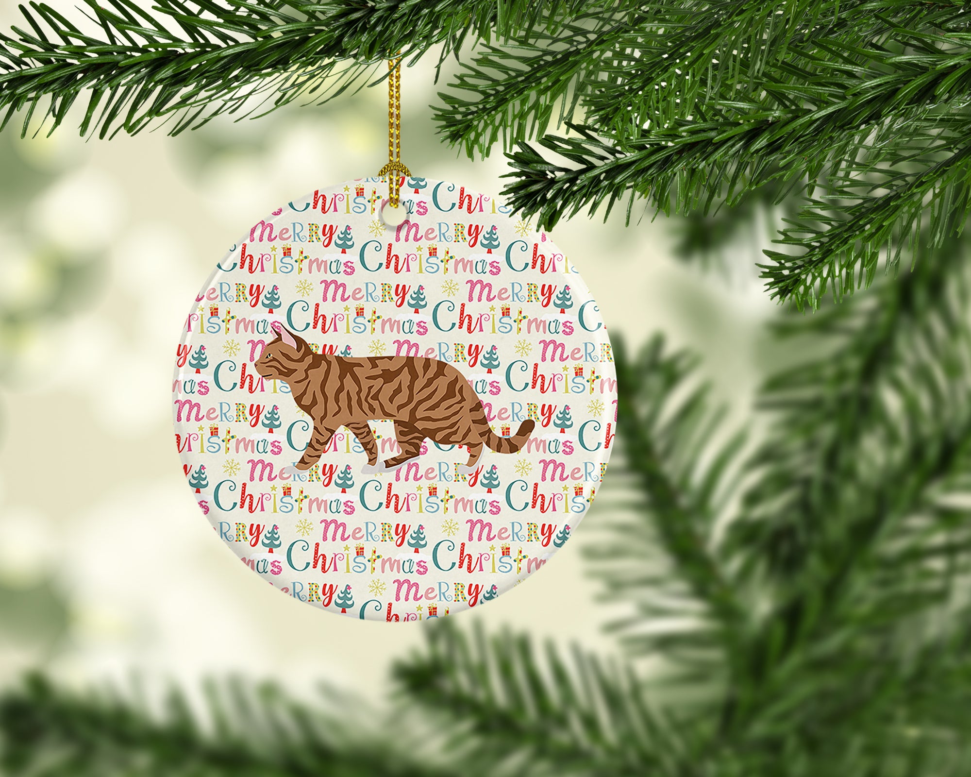 Toyger Cat Christmas Ceramic Ornament - the-store.com