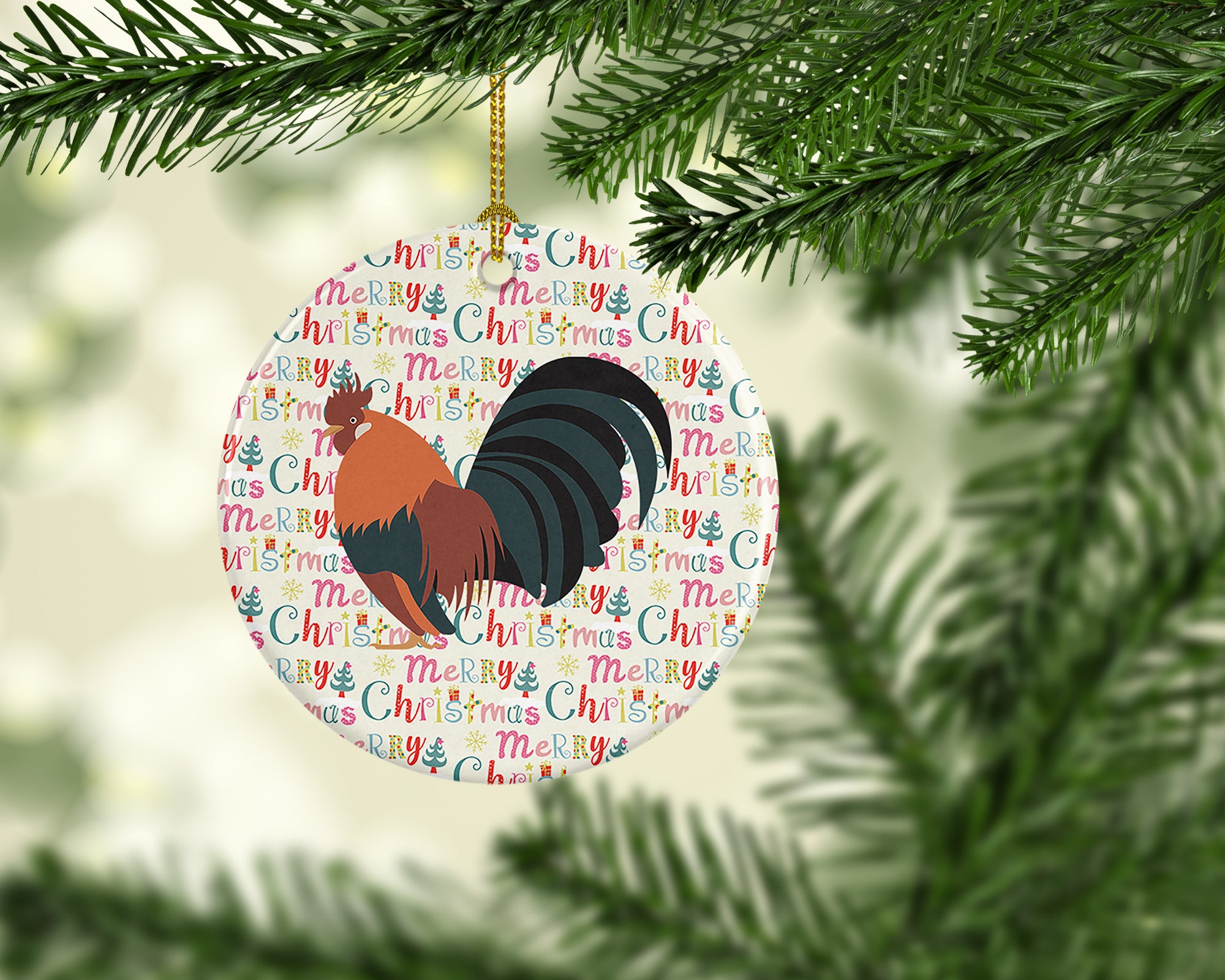 Dutch Bantam Chicken Christmas Ceramic Ornament - the-store.com