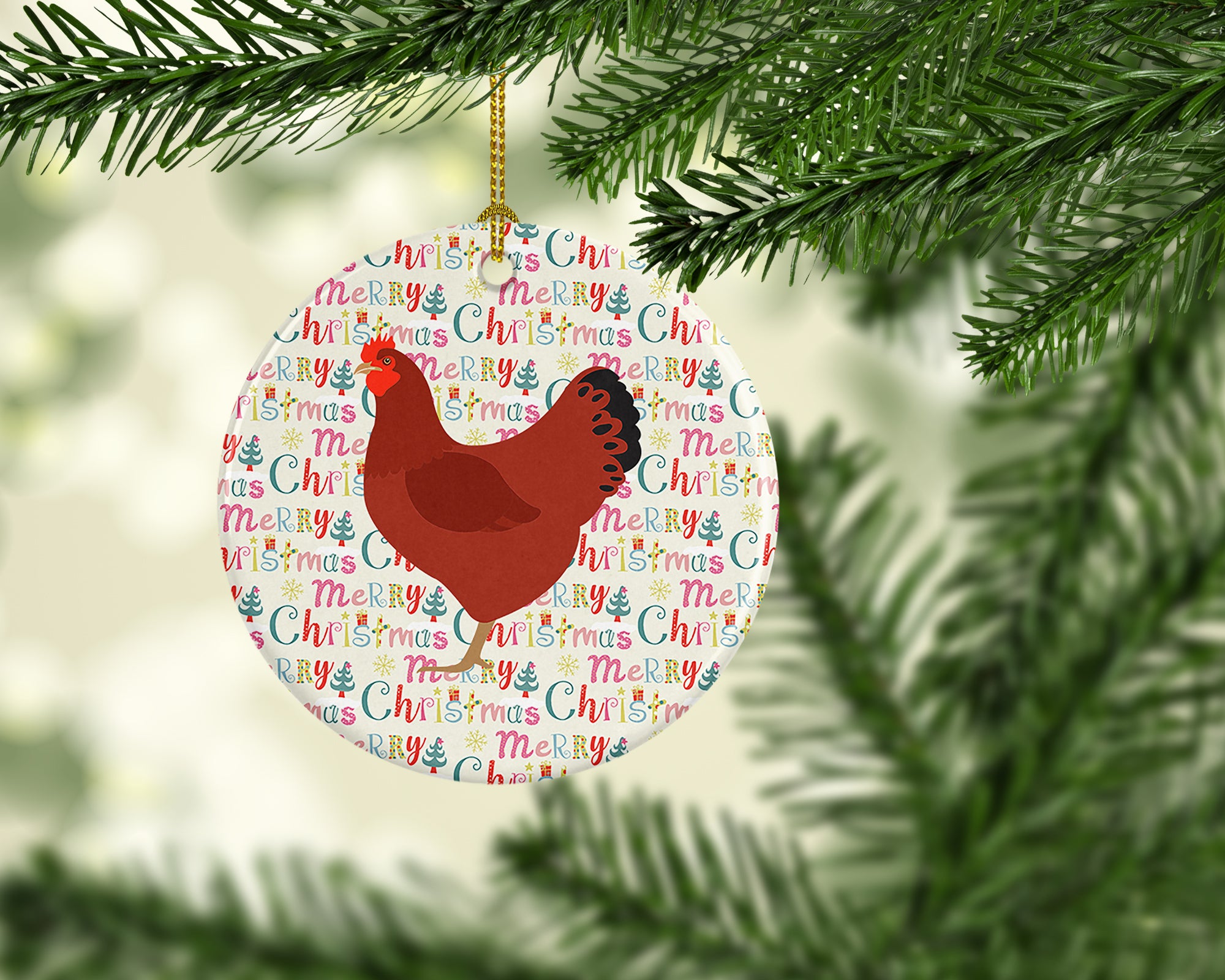 Buy this New Hampshire Red Chicken Christmas Ceramic Ornament