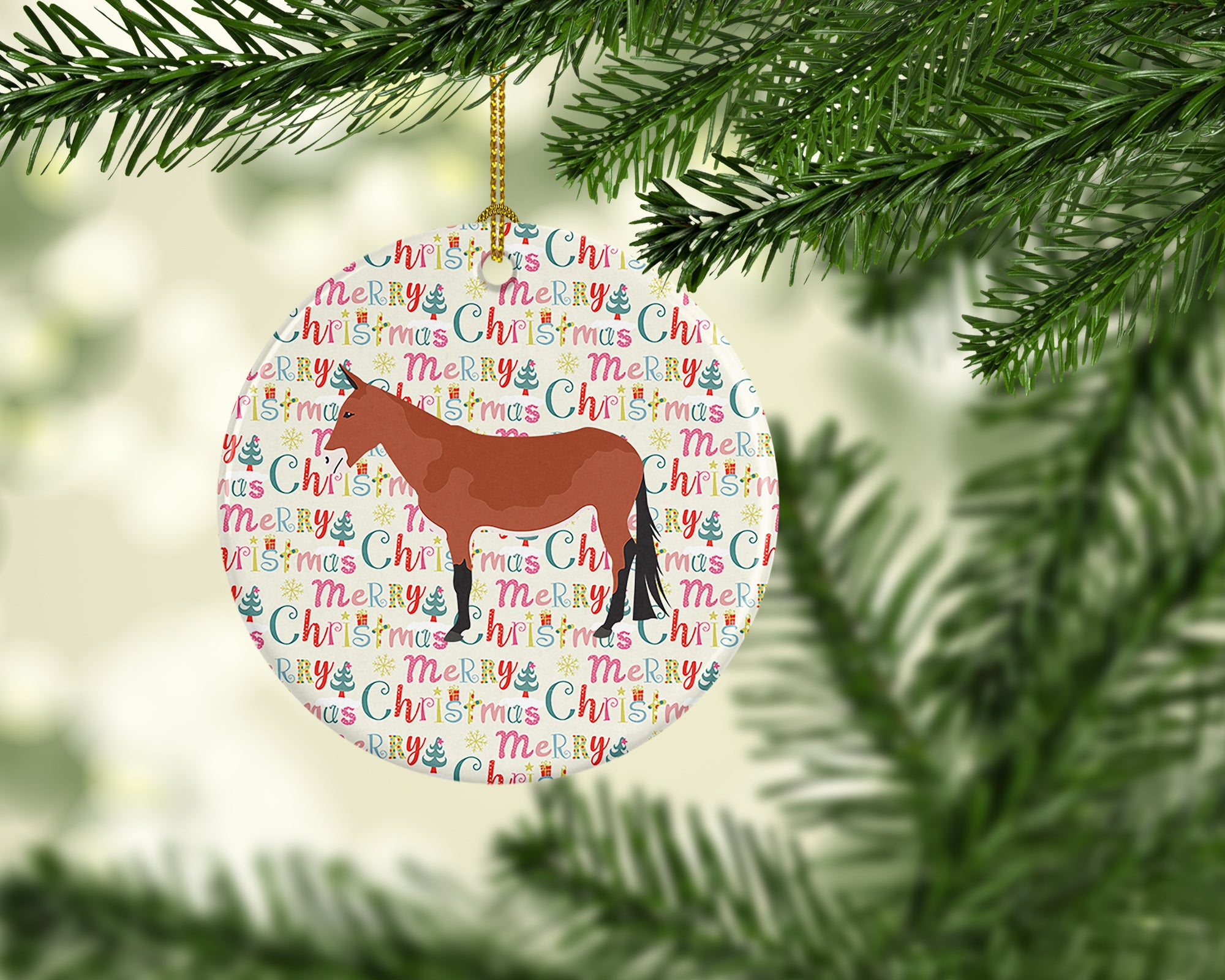 Buy this Mule Christmas Ceramic Ornament