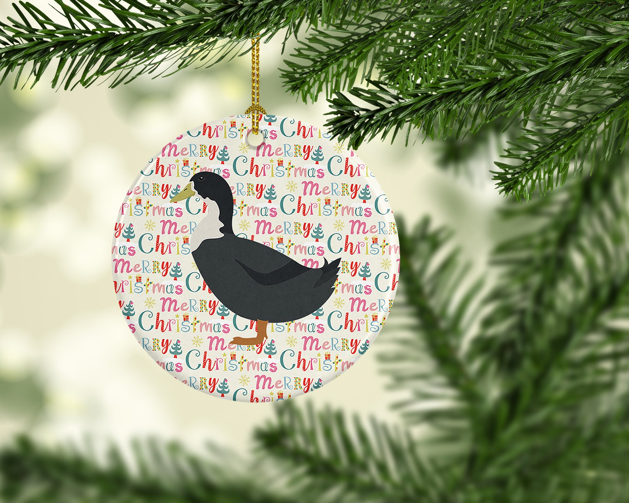 Blue Swedish Duck Christmas Ceramic Ornament - the-store.com