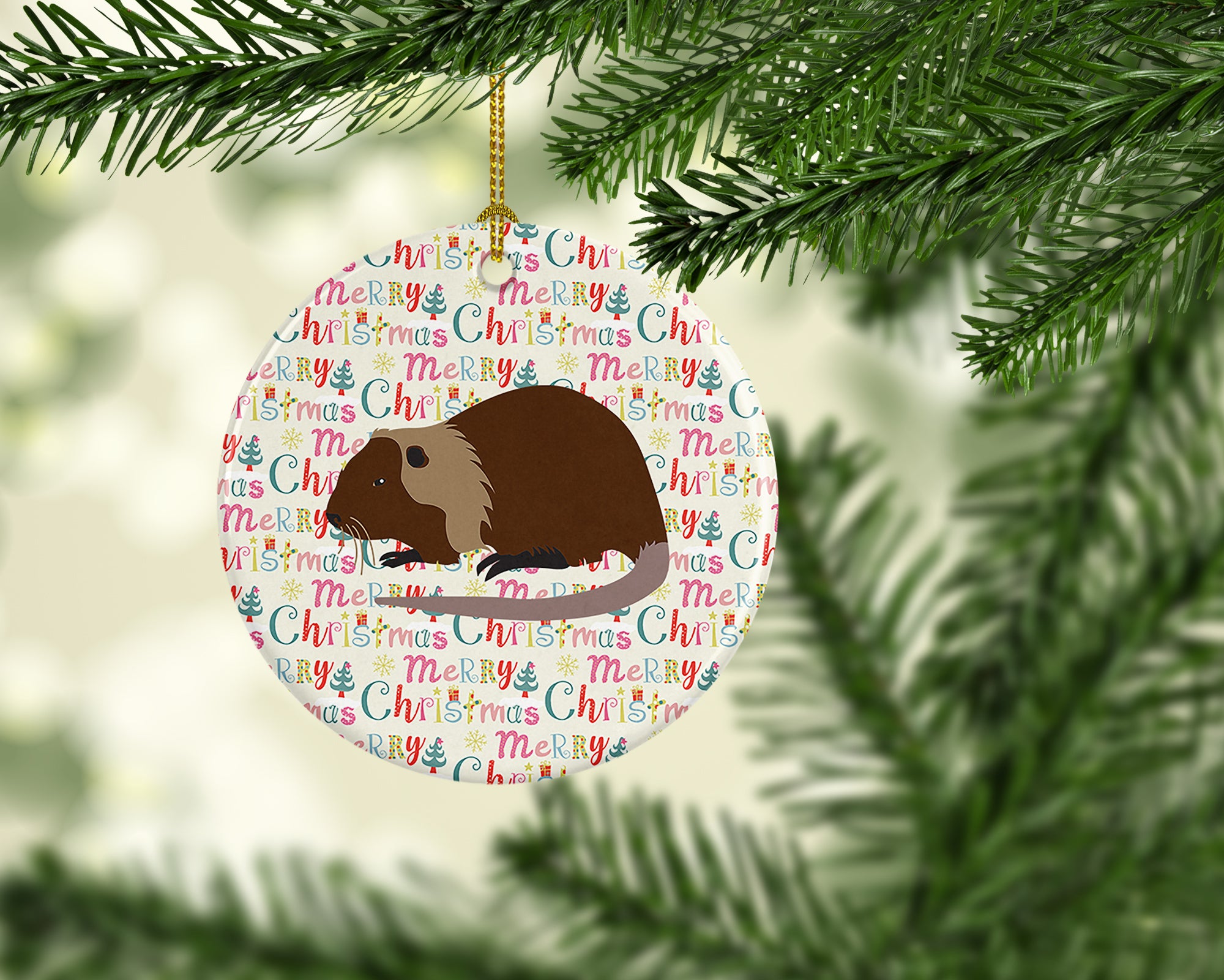 Coypu Nutria River Rat Christmas Ceramic Ornament - the-store.com