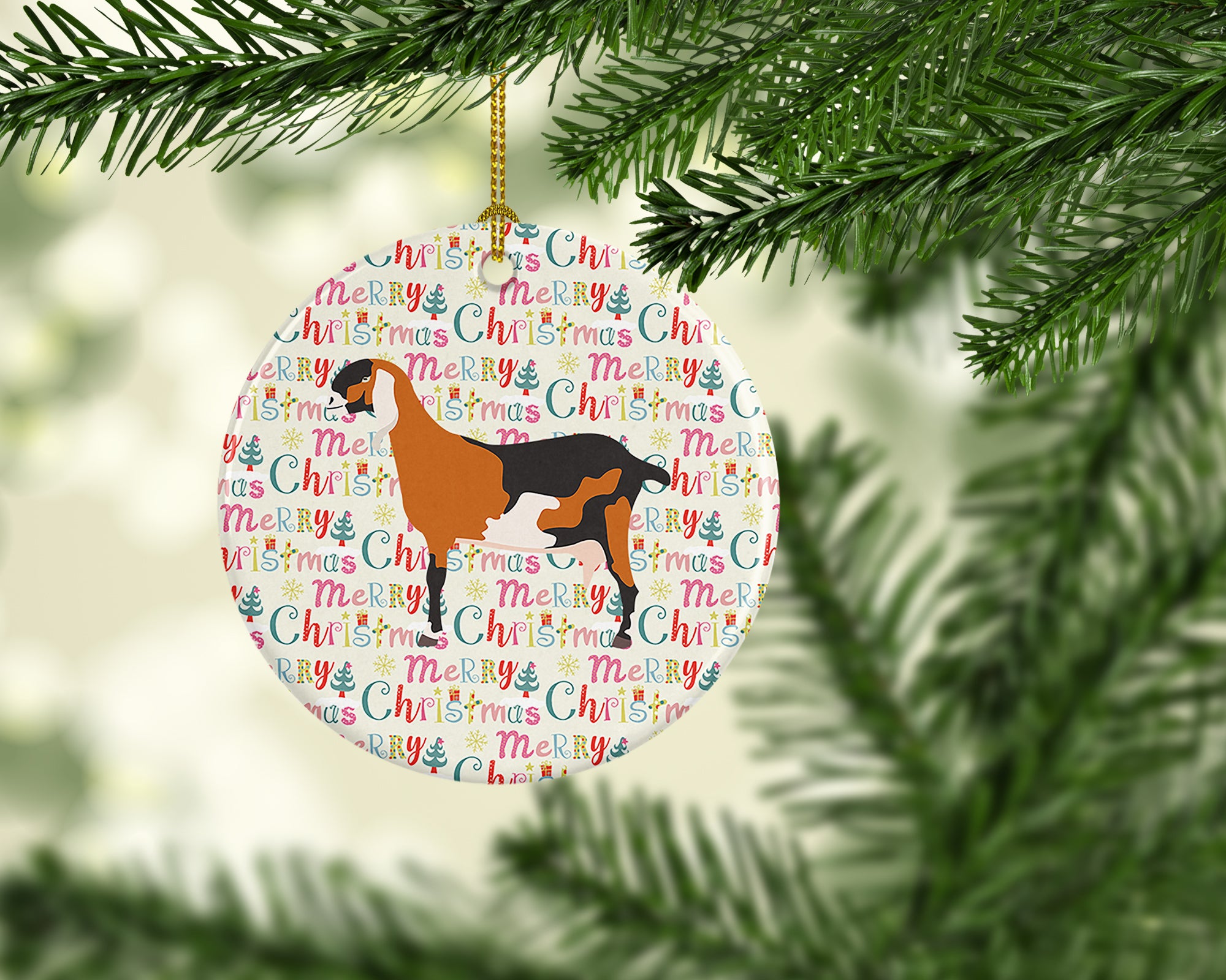 Anglo-nubian Nubian Goat Christmas Ceramic Ornament - the-store.com