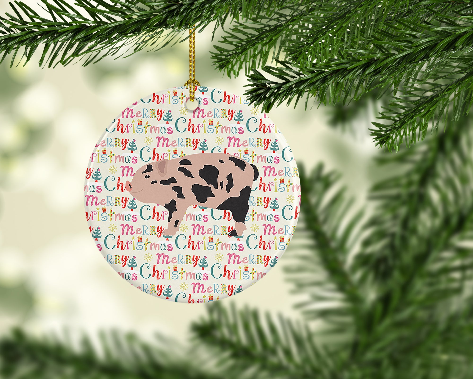 Mini Miniature Pig Christmas Ceramic Ornament - the-store.com