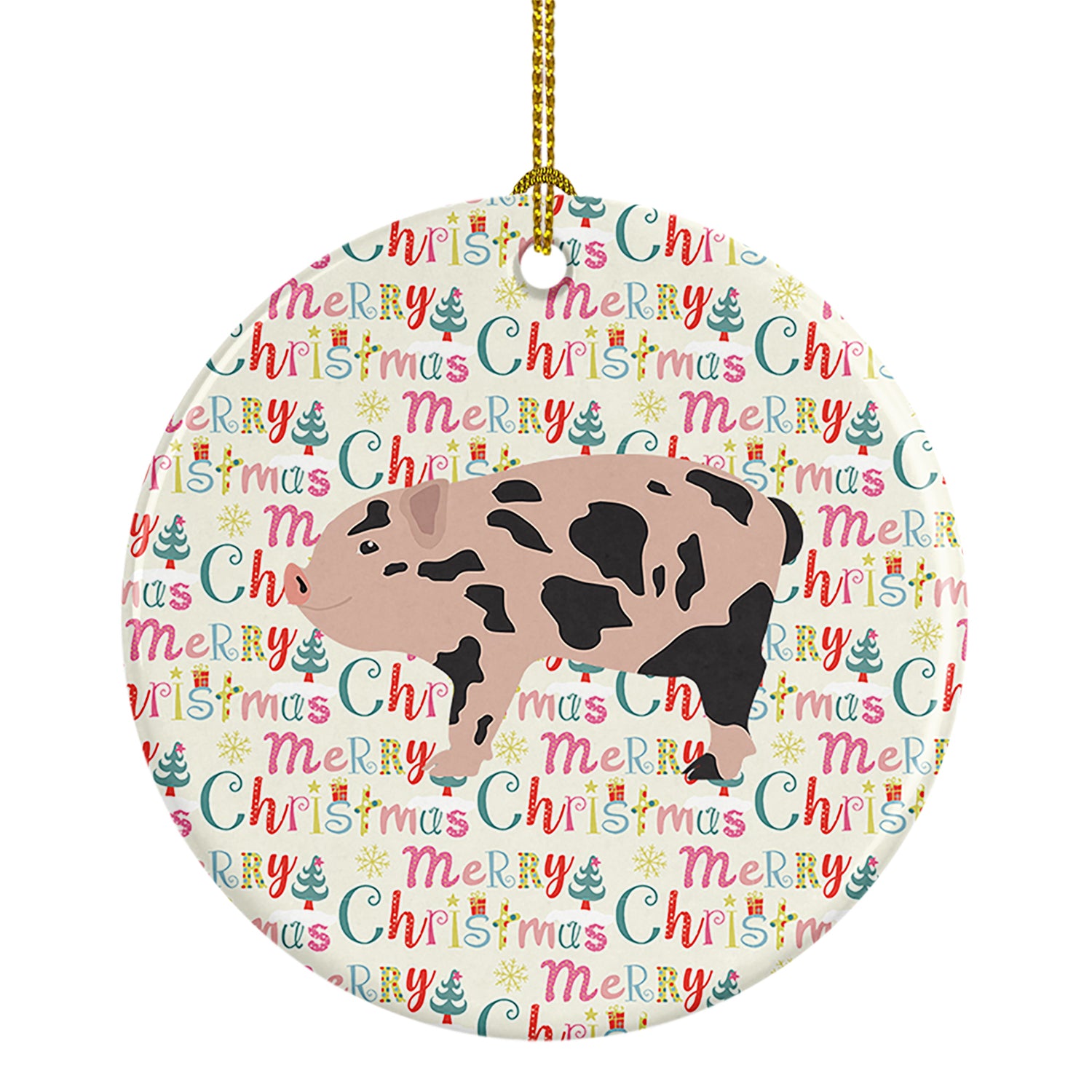 Buy this Mini Miniature Pig Christmas Ceramic Ornament