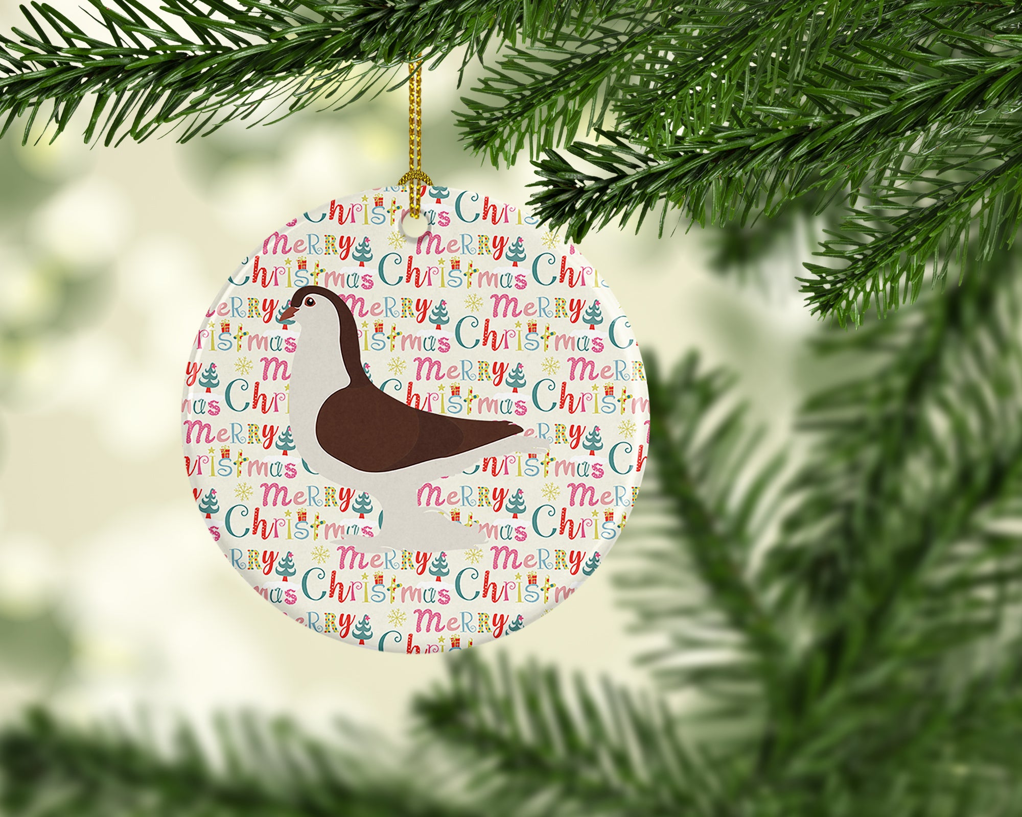 Large Pigeon Christmas Ceramic Ornament - the-store.com