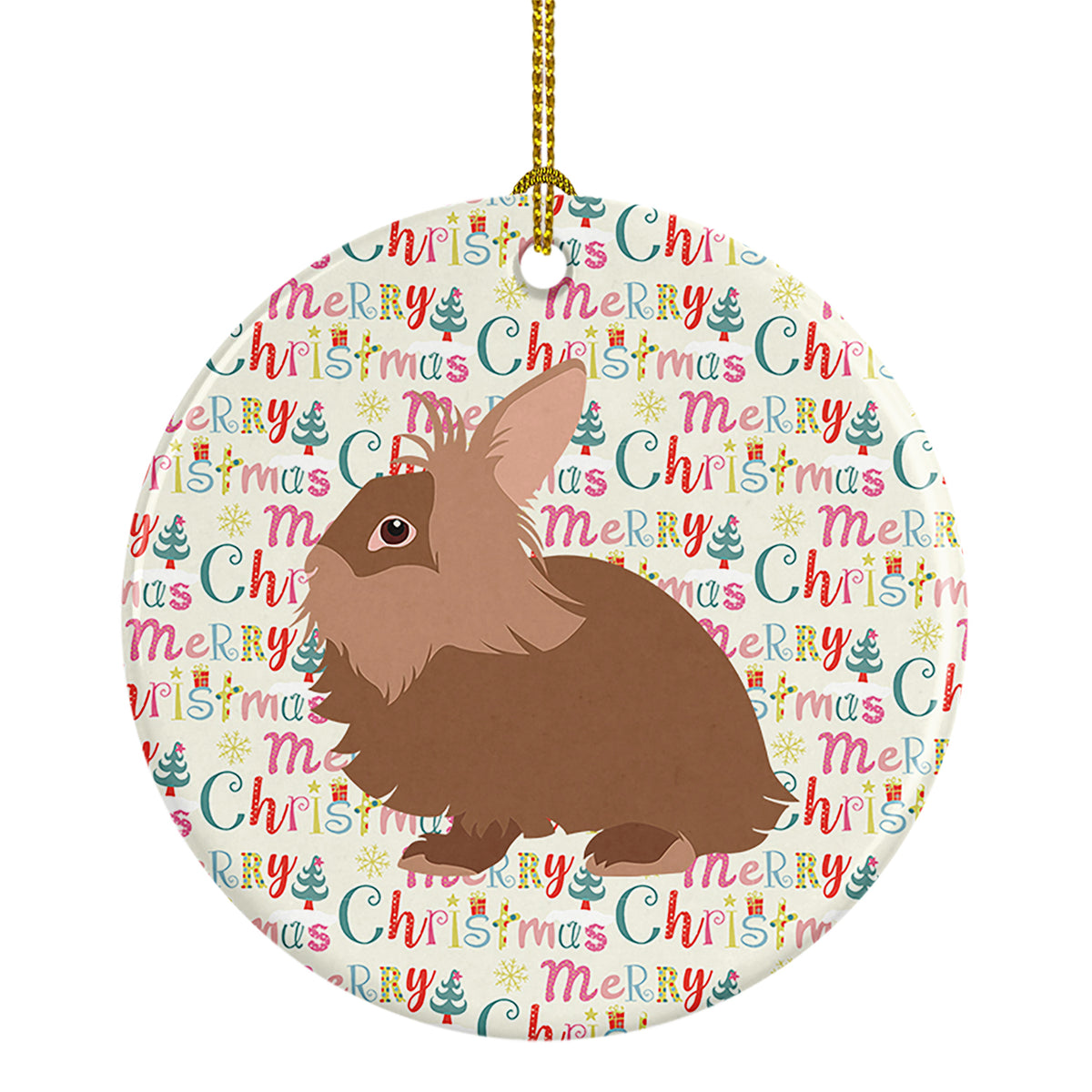 Buy this Lionhead Rabbit Christmas Ceramic Ornament