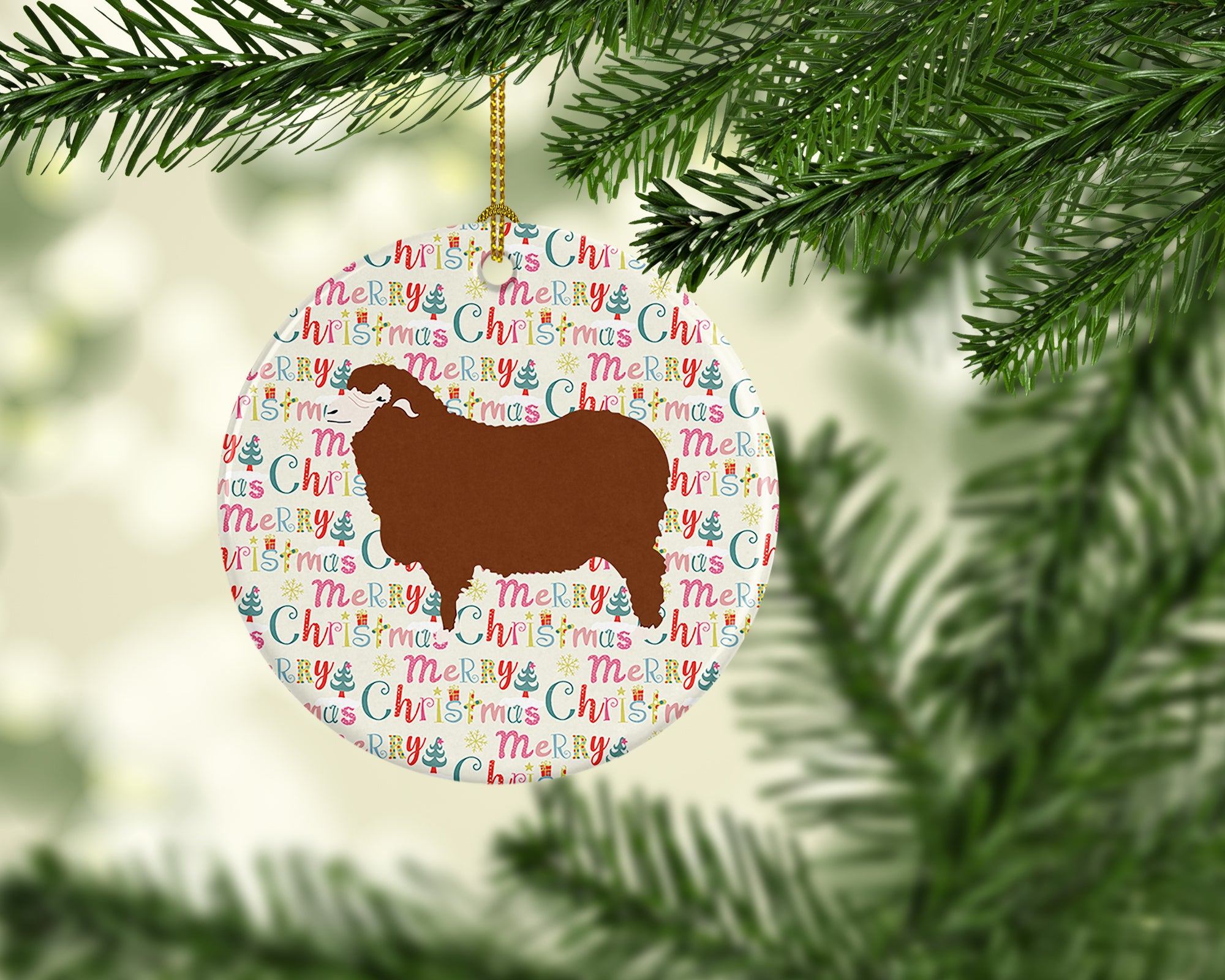 Merino Sheep Christmas Ceramic Ornament - the-store.com
