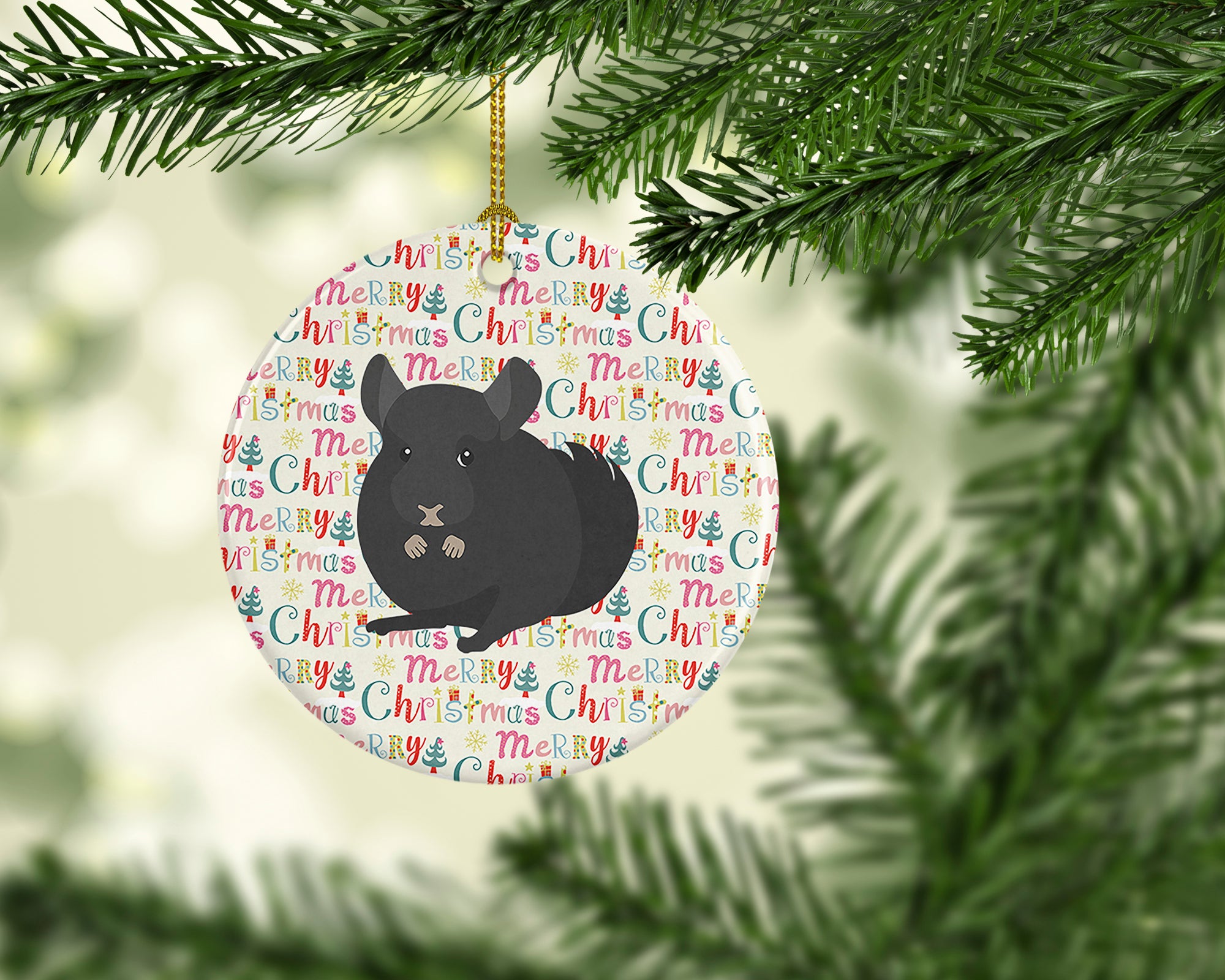 Buy this Charcoal Chinchilla Christmas Ceramic Ornament