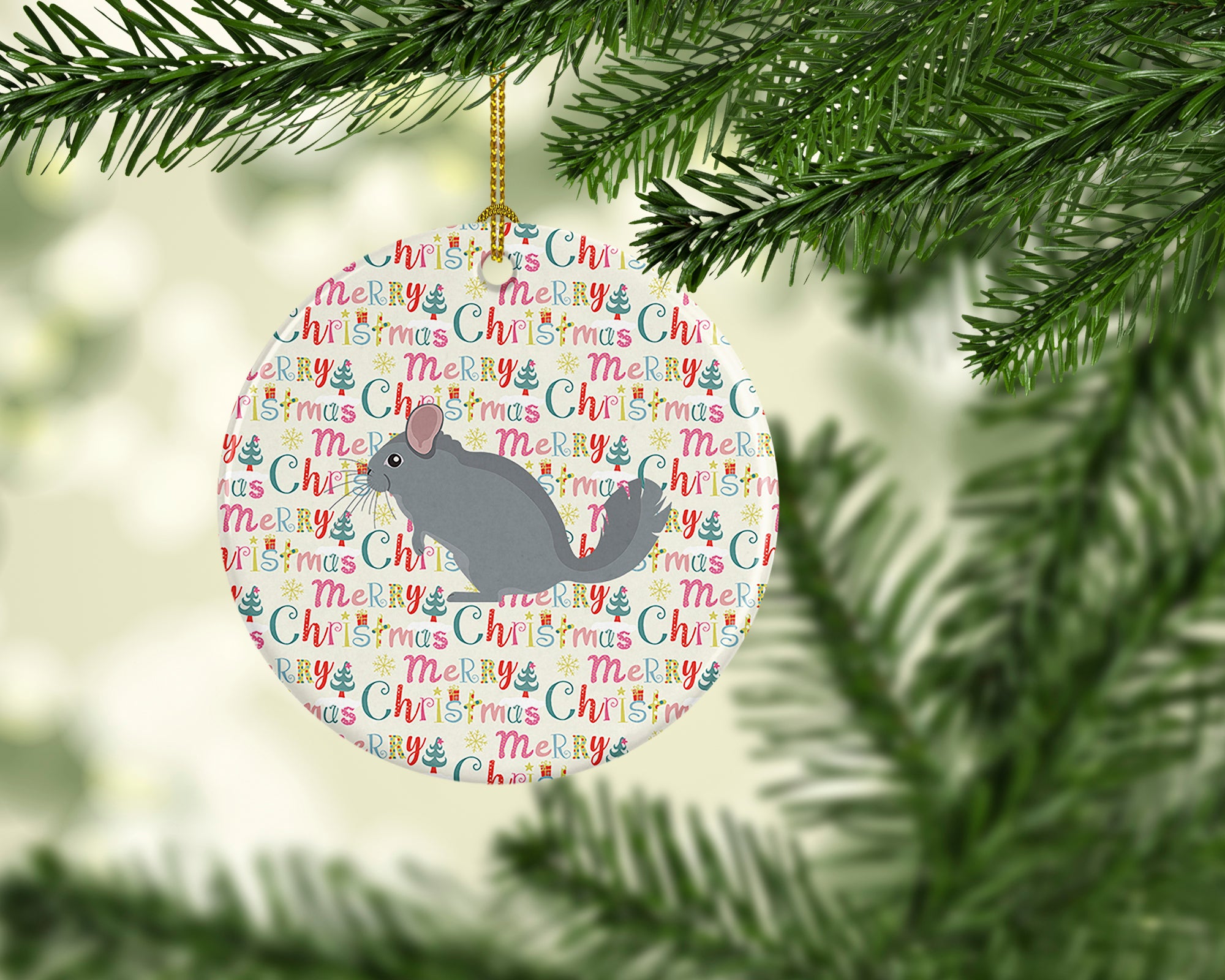 Foggy Chinchilla Christmas Ceramic Ornament - the-store.com