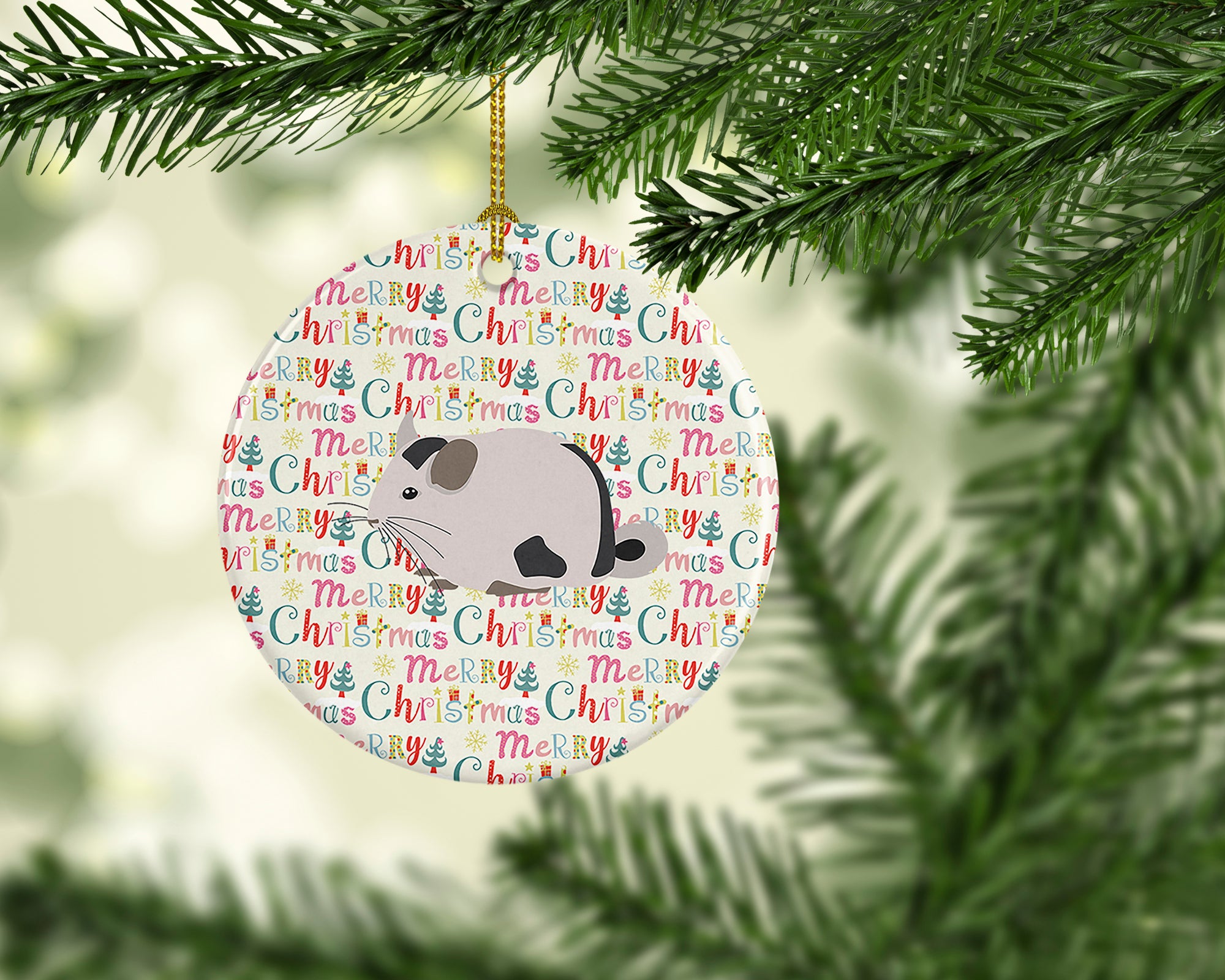 Buy this Mosaic Chinchilla Christmas Ceramic Ornament