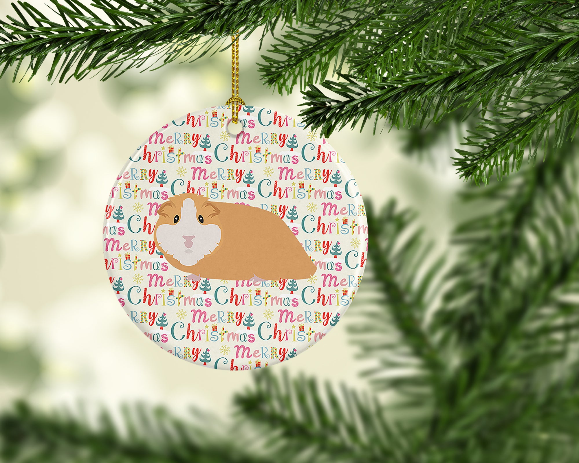 American Guinea Pig Christmas Ceramic Ornament - the-store.com