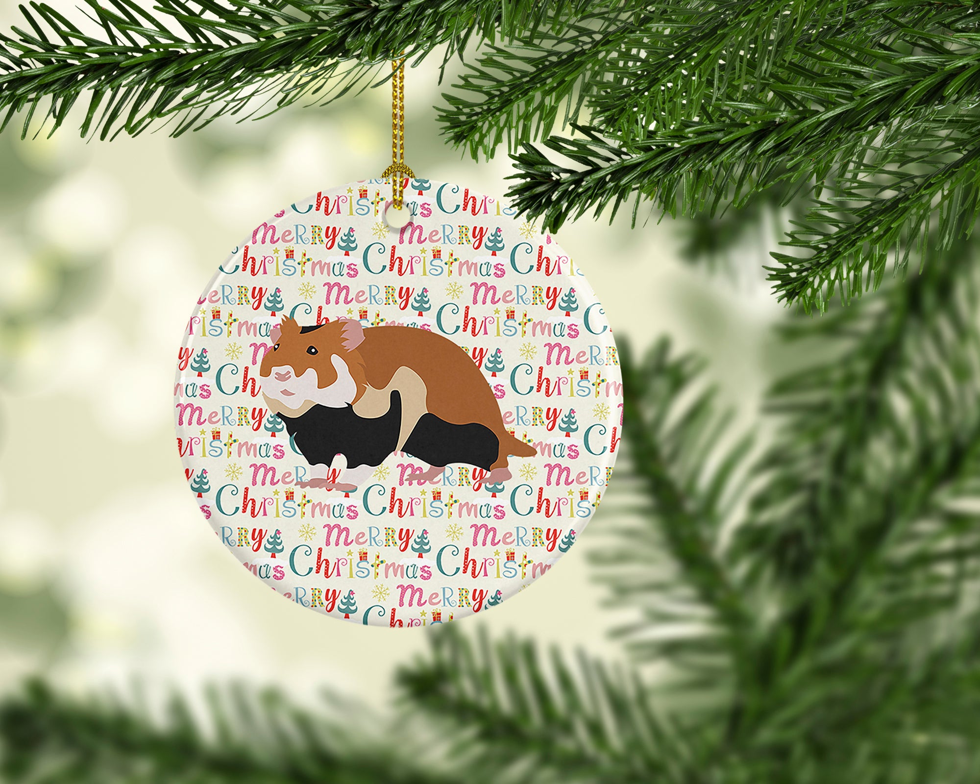 European Hamster Christmas Ceramic Ornament - the-store.com