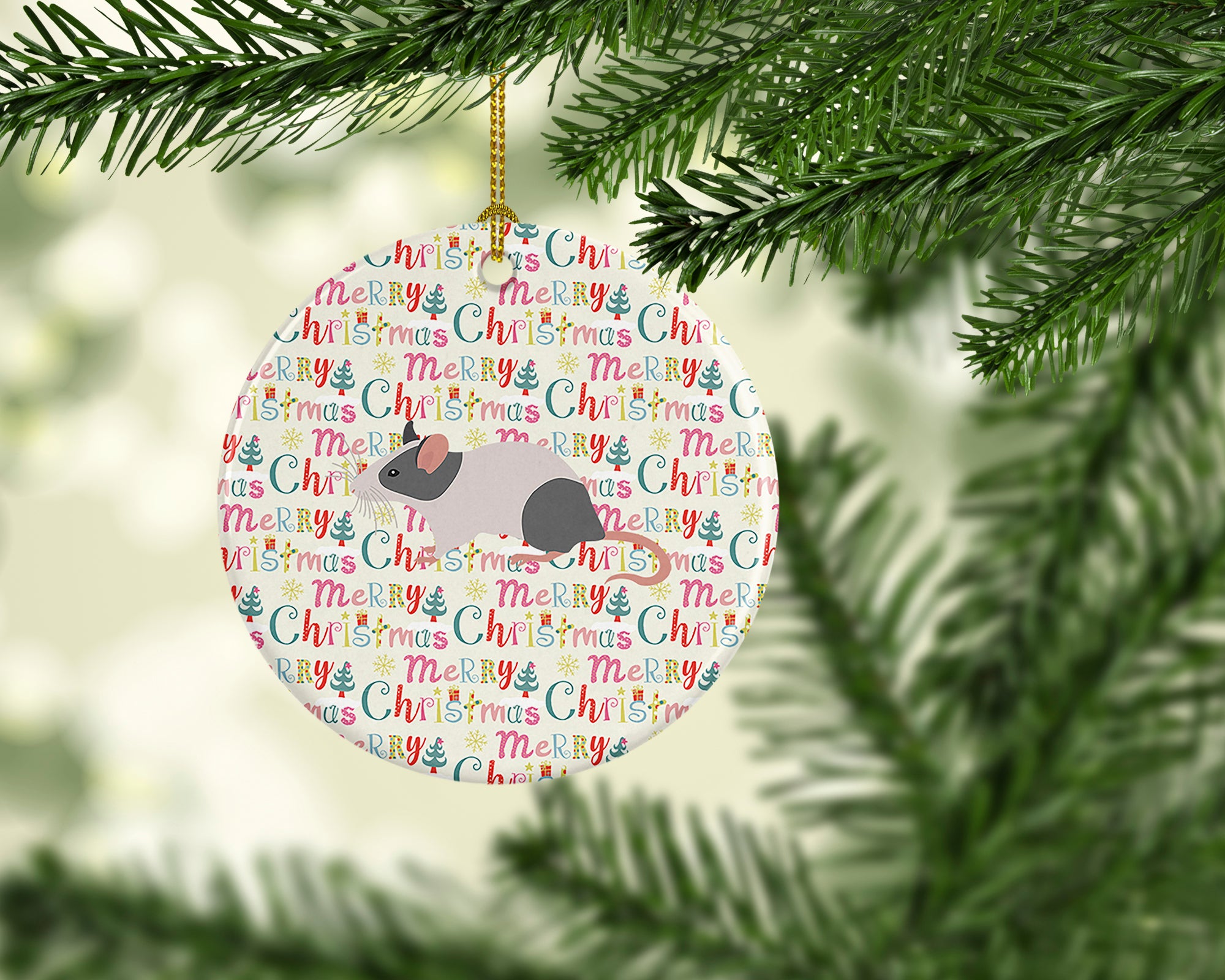 Japanese Mouse Christmas Ceramic Ornament - the-store.com