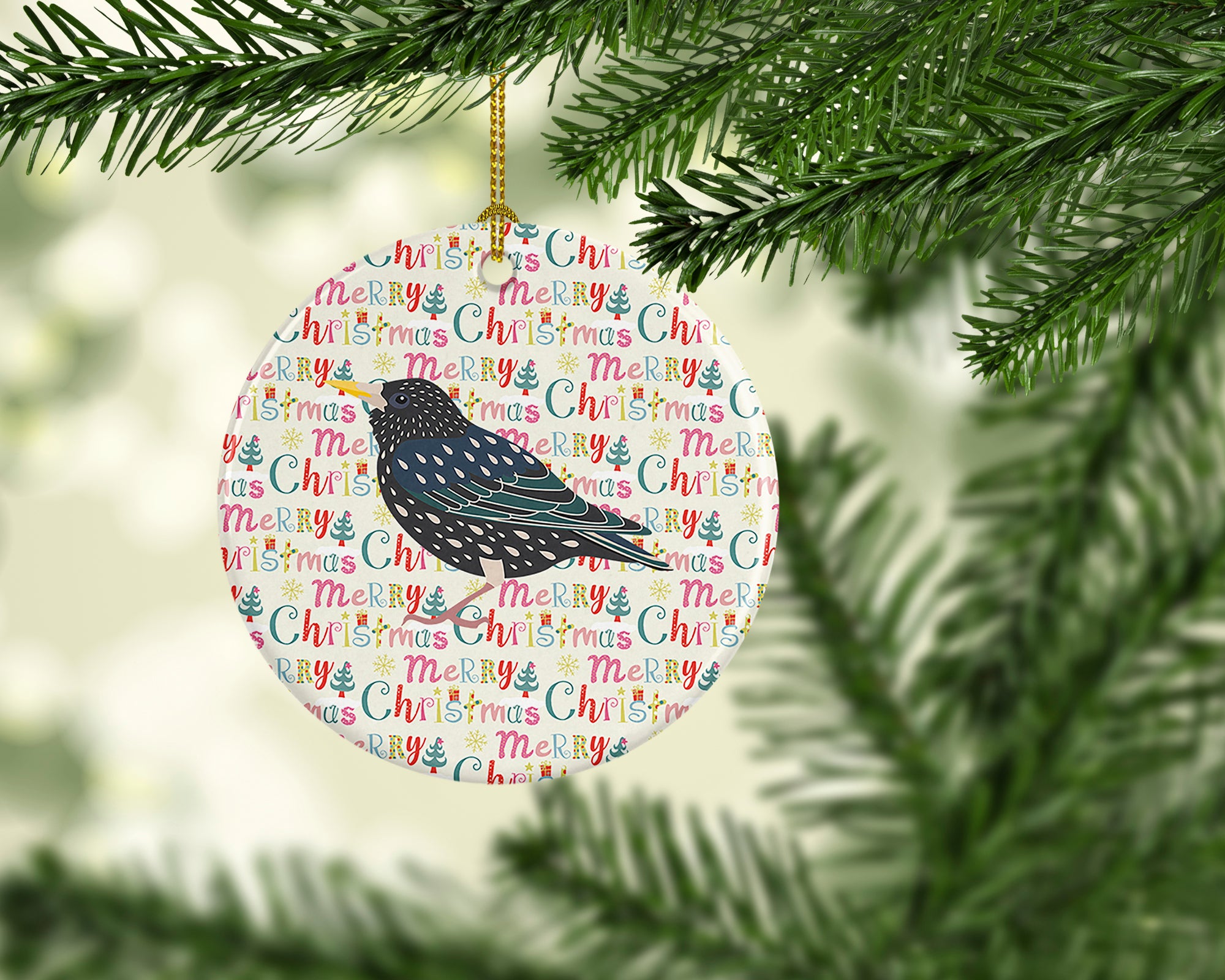 Buy this Starling Christmas Ceramic Ornament