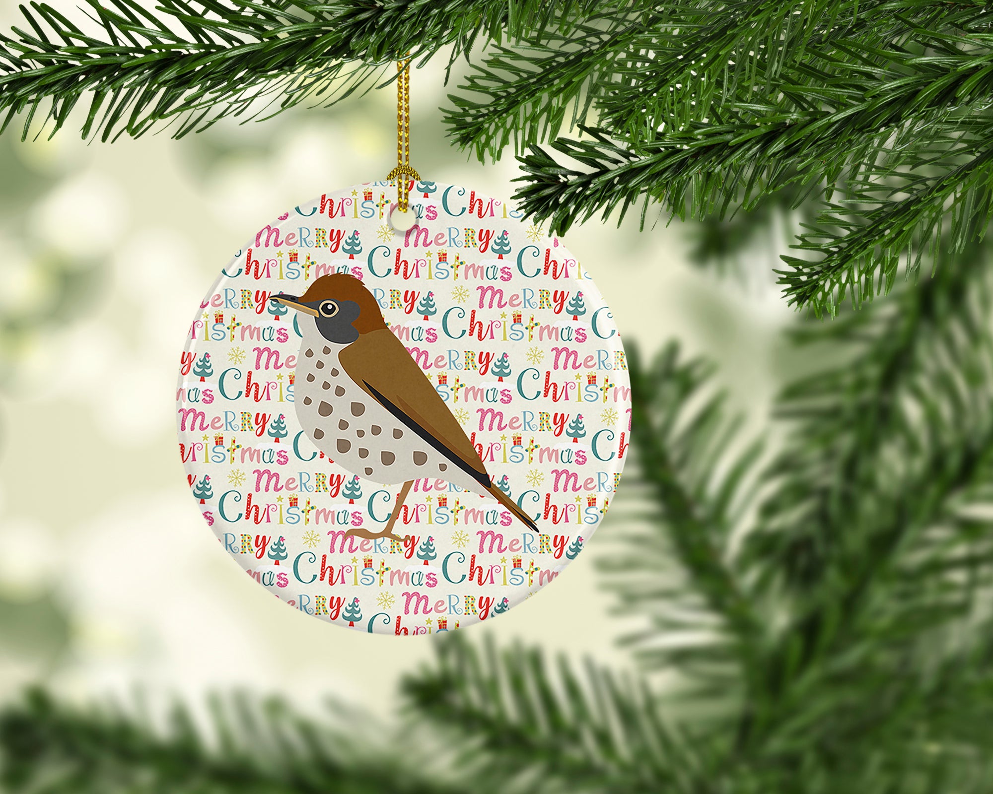 Buy this Thrush Christmas Ceramic Ornament