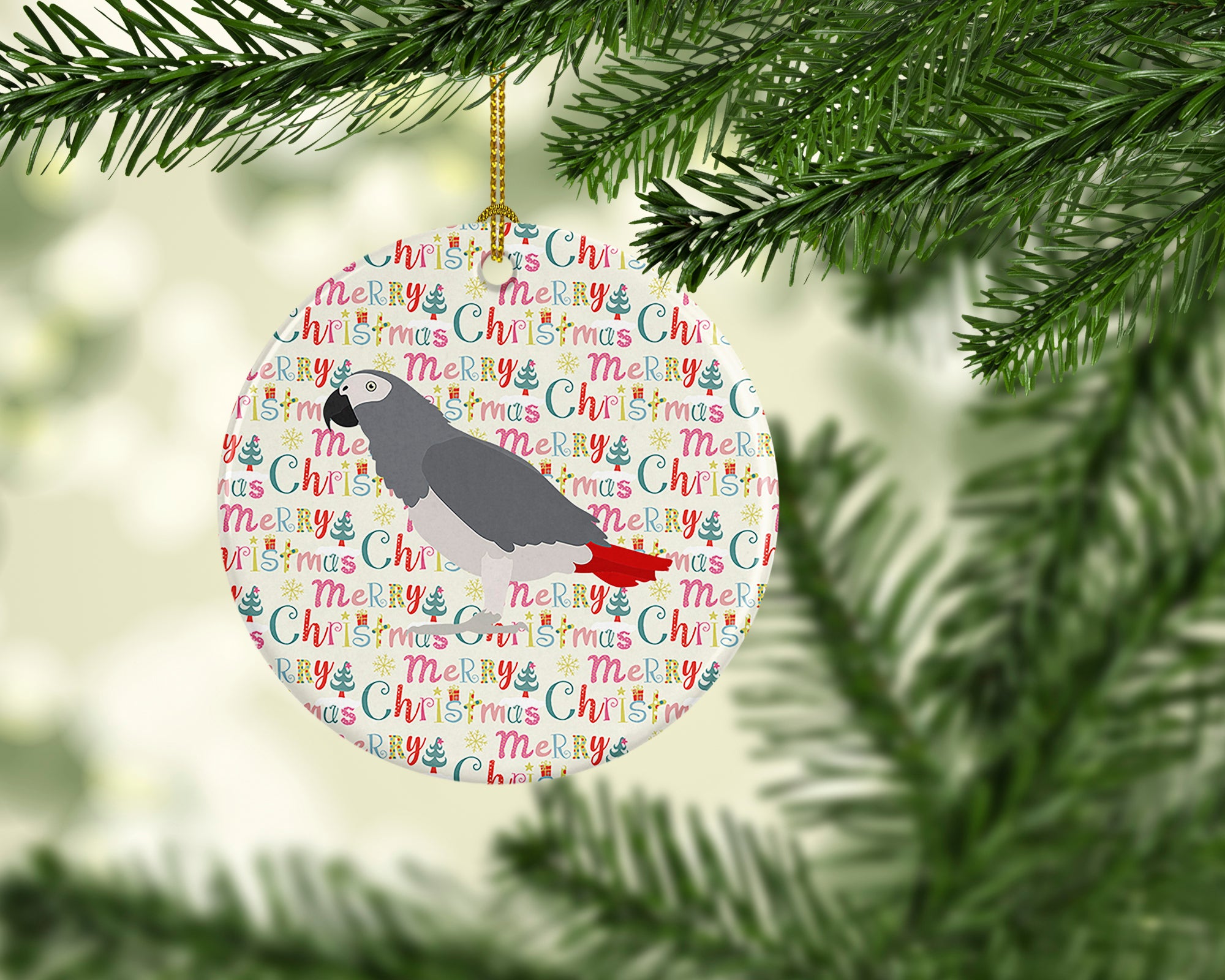 Buy this African Grey Parrot Christmas Ceramic Ornament