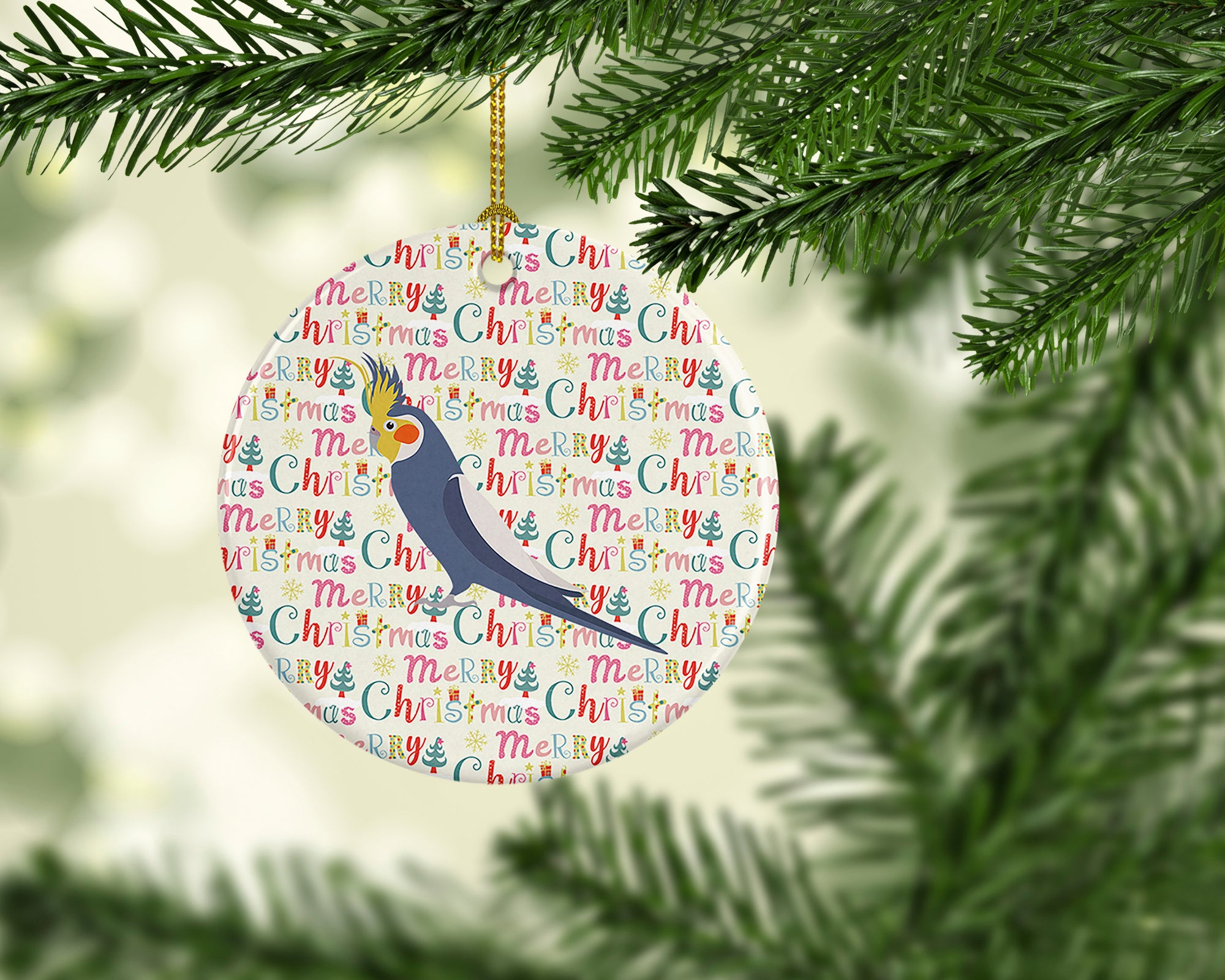 Cockatiel Christmas Ceramic Ornament - the-store.com