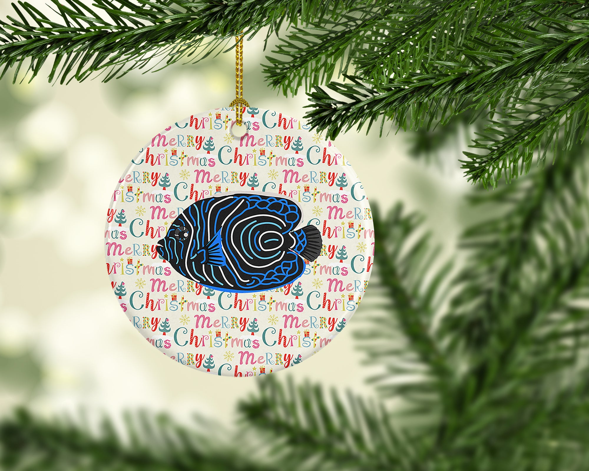 Emperor Angelfish Christmas Ceramic Ornament - the-store.com