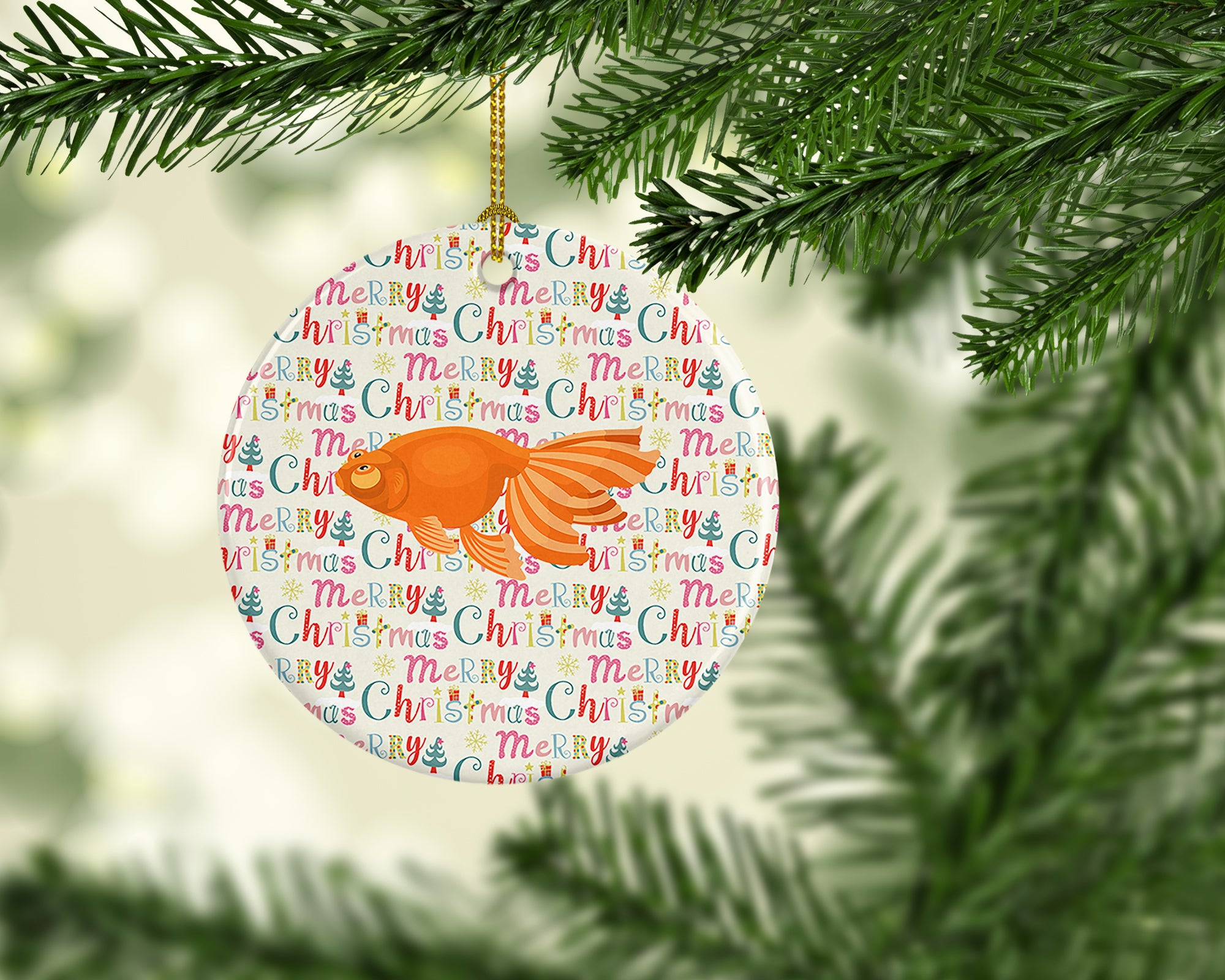 Celestial Eye Goldfish Christmas Ceramic Ornament - the-store.com