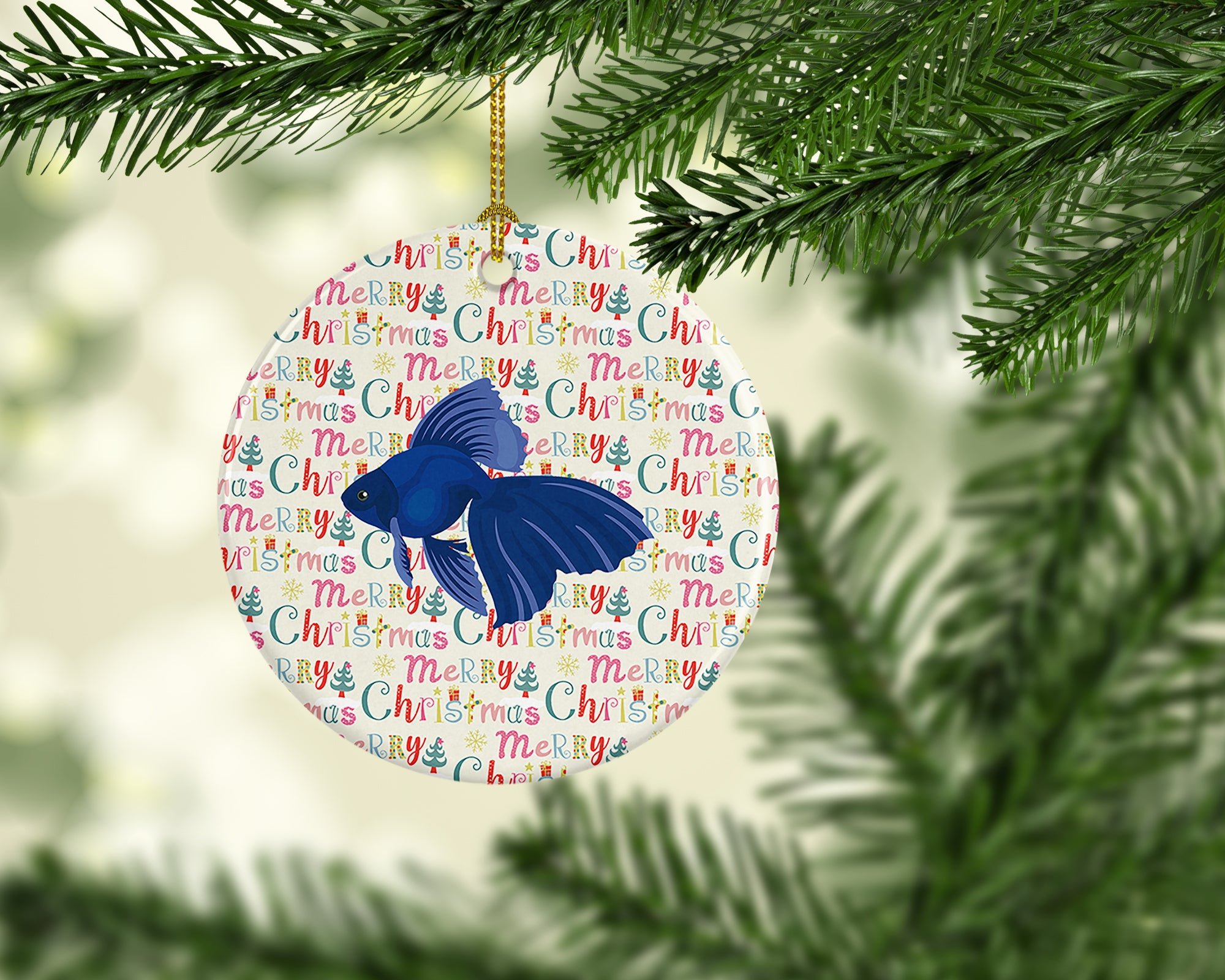 Veiltail Goldfish Christmas Ceramic Ornament - the-store.com