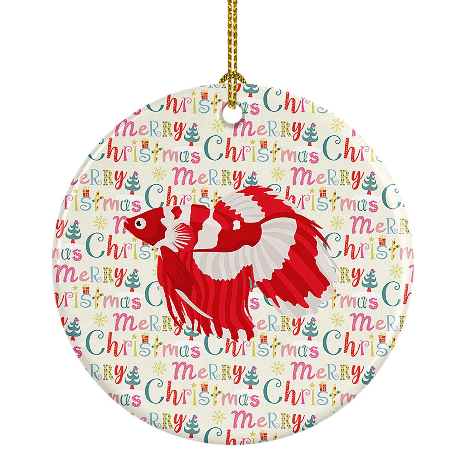 Buy this Veil Tail Betta Christmas Ceramic Ornament