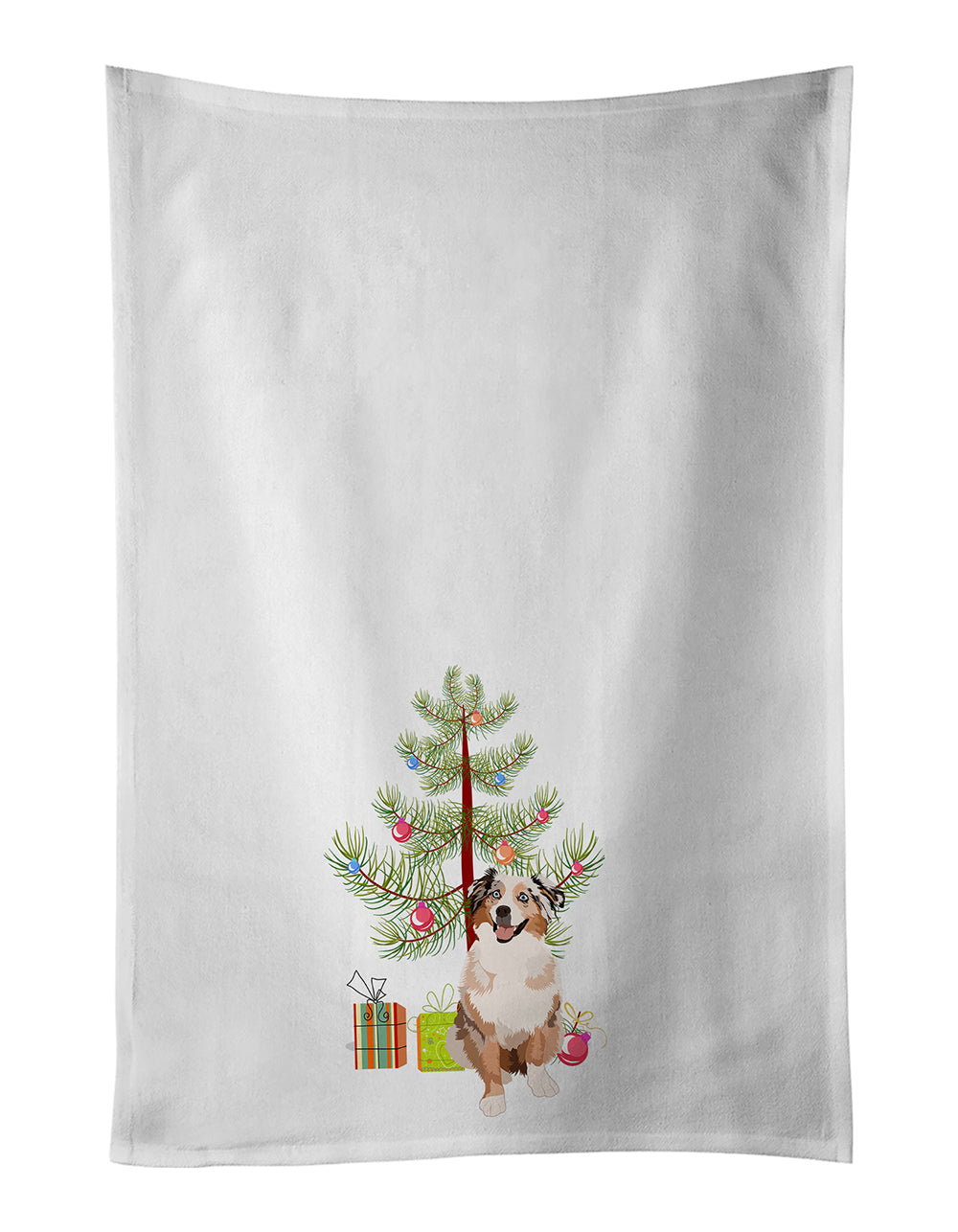 Buy this Australian Shepherd Red Merle Tricolor #2 Christmas White Kitchen Towel Set of 2