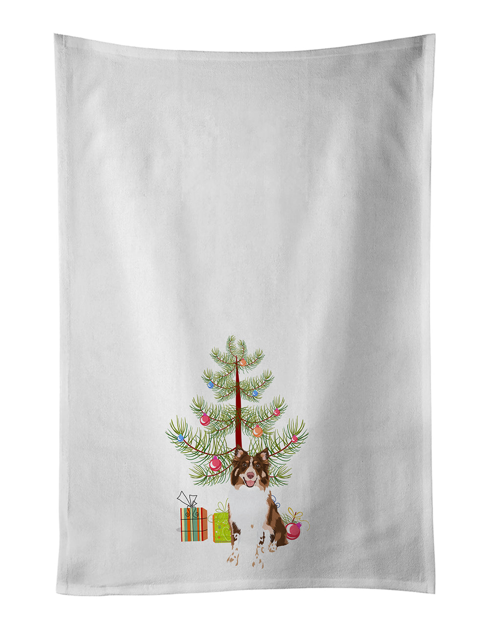 Buy this Australian Shepherd Red Tricolor #2 Christmas White Kitchen Towel Set of 2