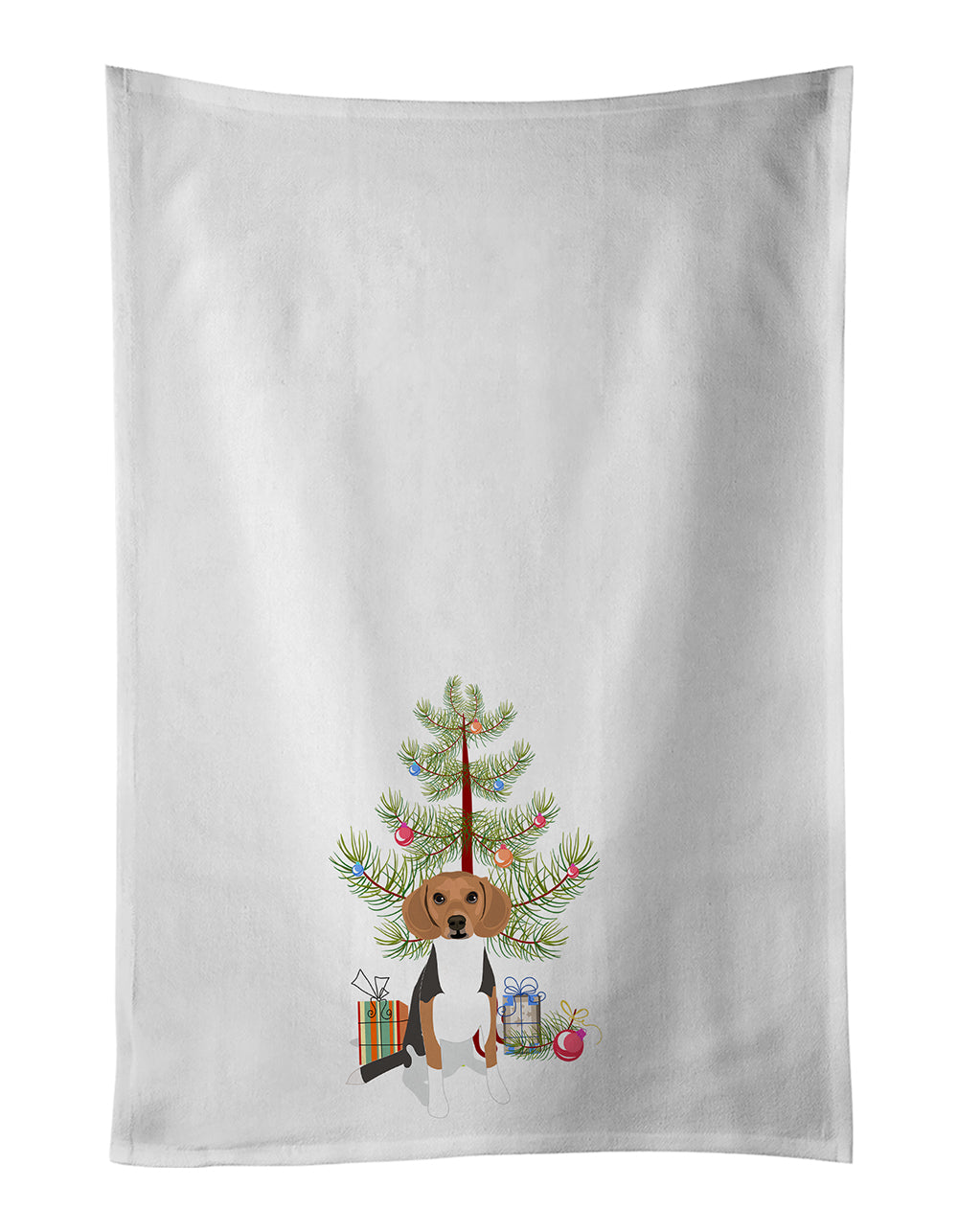 Buy this Beagle Tricolor #1 Christmas White Kitchen Towel Set of 2